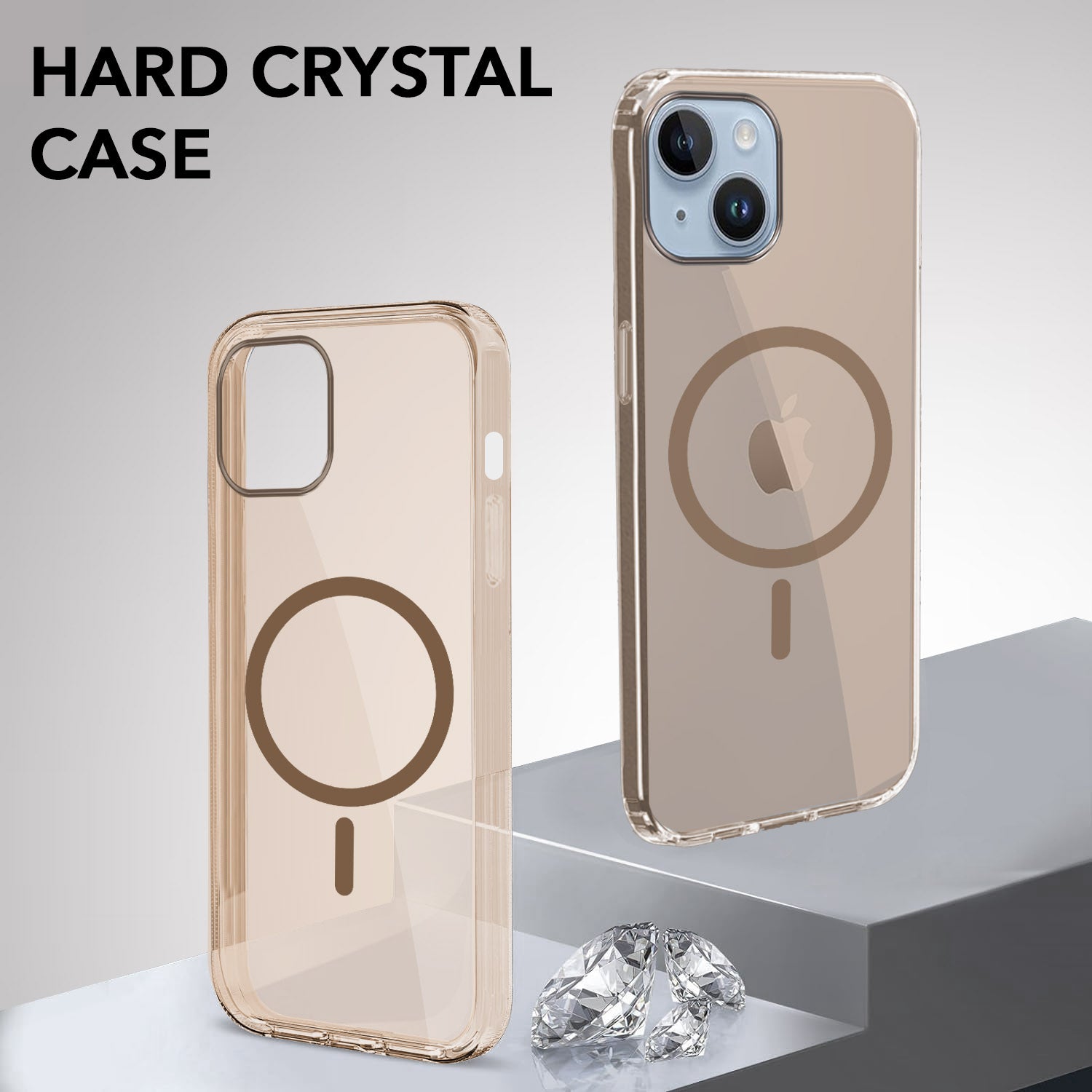 For Apple iPhone 14 Plus Back Cover Case Lifetime Anti-Yellow MagSafe Compatible Clear (Sleek Hard Crystal | Shockproof and Camera Protection)