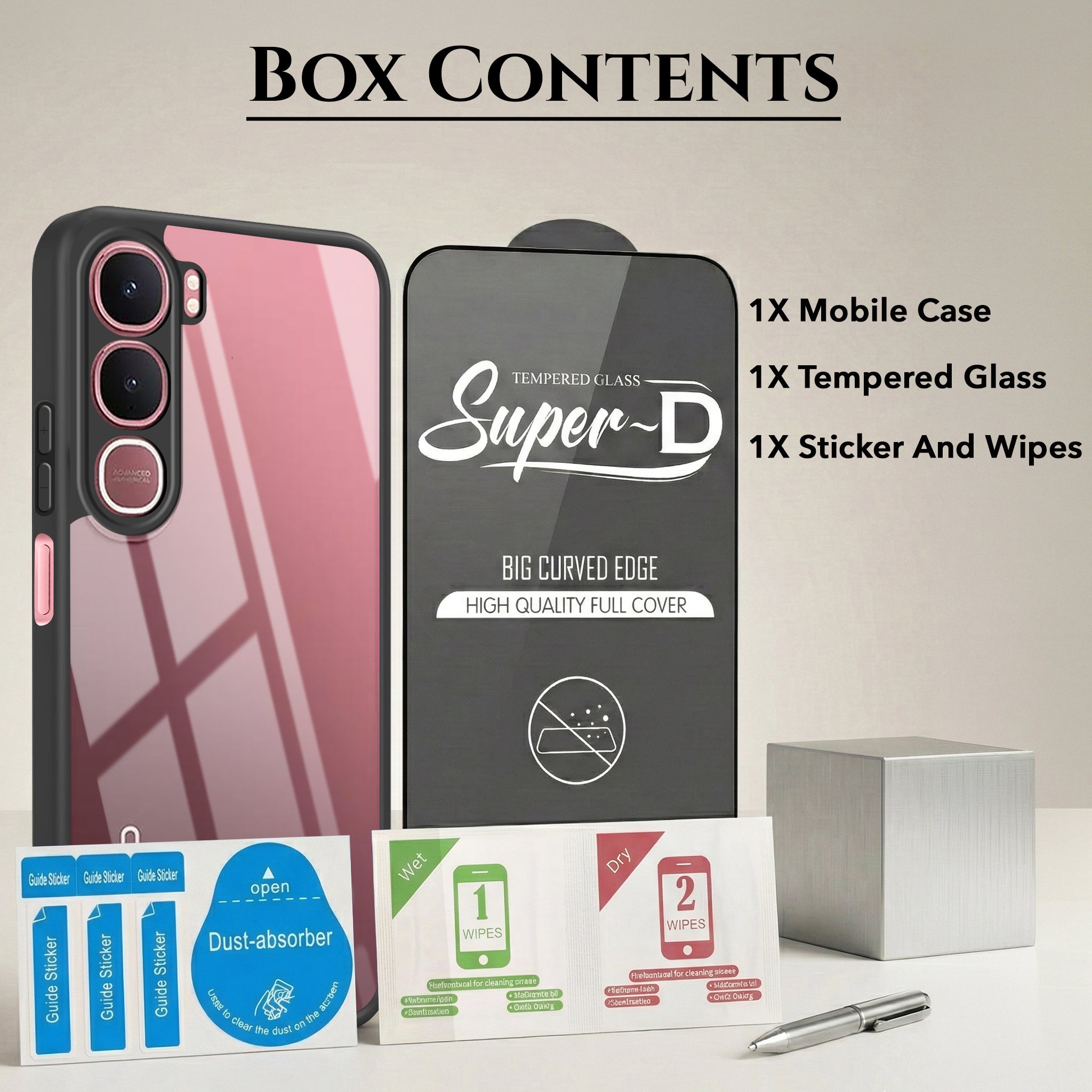 For Vivo Y31 5G Combo with Back Cover and 9H Tempered Glass (Lifetime Anti-Yellow | Crystal Clear Shockproof | Oleophobic Coating Screen Glass)