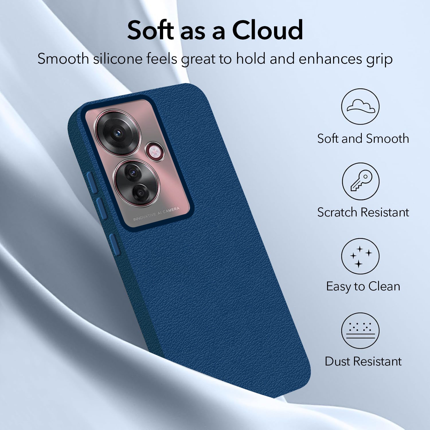 For Oppo F25 Pro 5G Back Cover Case (Glass Like Camera Protection | Leather Feel | Minimalist Professional Grip)