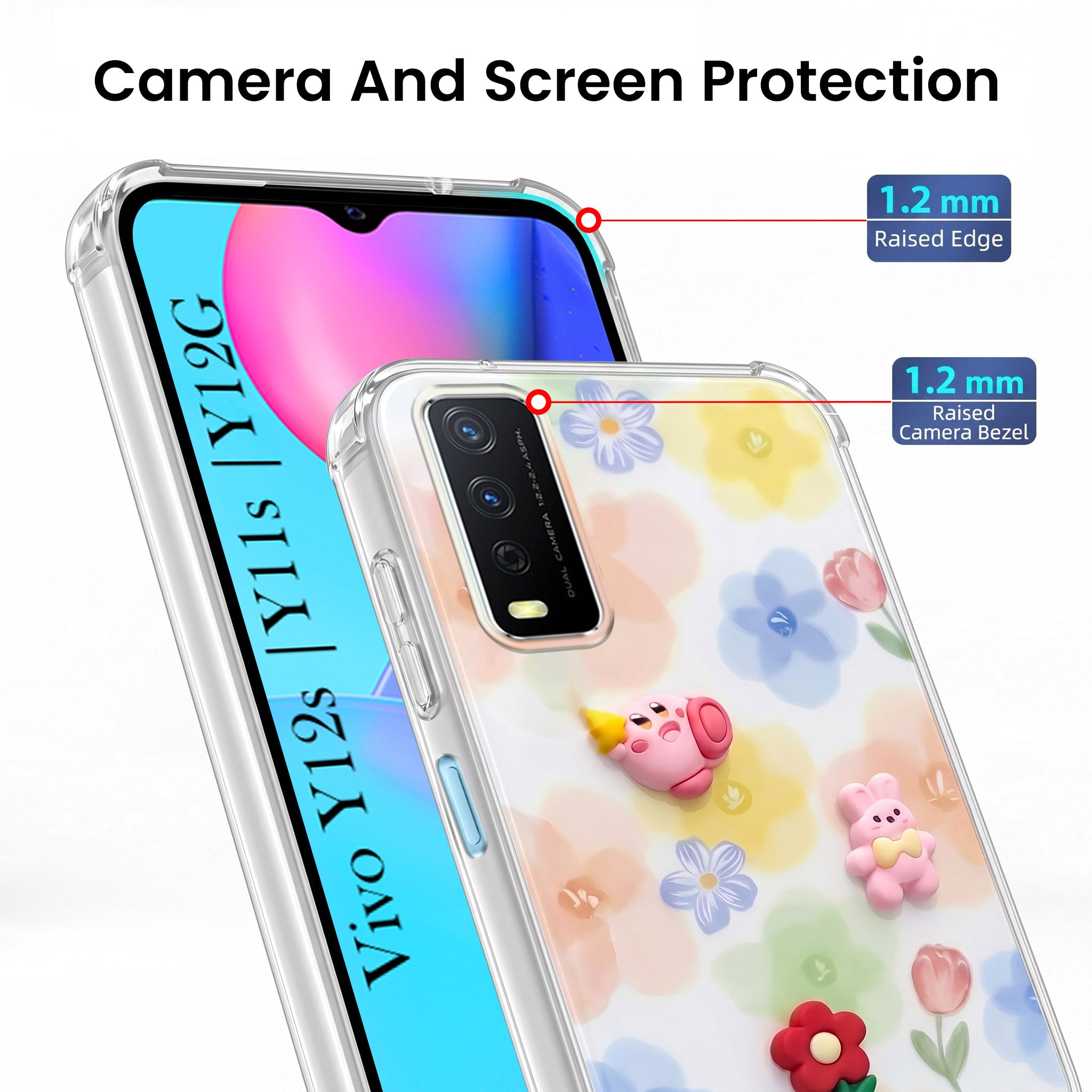 For Vivo Y12s | Y11s | Y12G Back Cover Case (3D Cute Cartoons | Hard Back Side Soft | Matte Premium Finish | HD Printing)