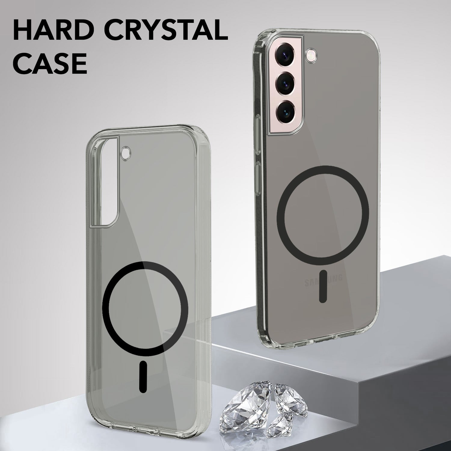 For Samsung Galaxy S22 5G Back Cover Case Lifetime Anti-Yellow MagSafe Compatible Clear (Sleek Hard Crystal | Shockproof and Camera Protection)