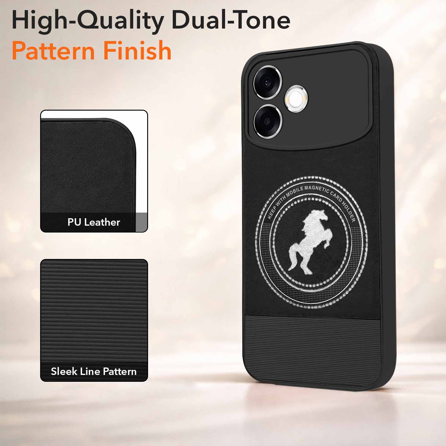 For Oppo F33 Pro 5G Back Cover Case PU Leather Finish (Professional Minimalist Texture | MagSafe Compatile | Camera Protection | Sleek Sober Formal)