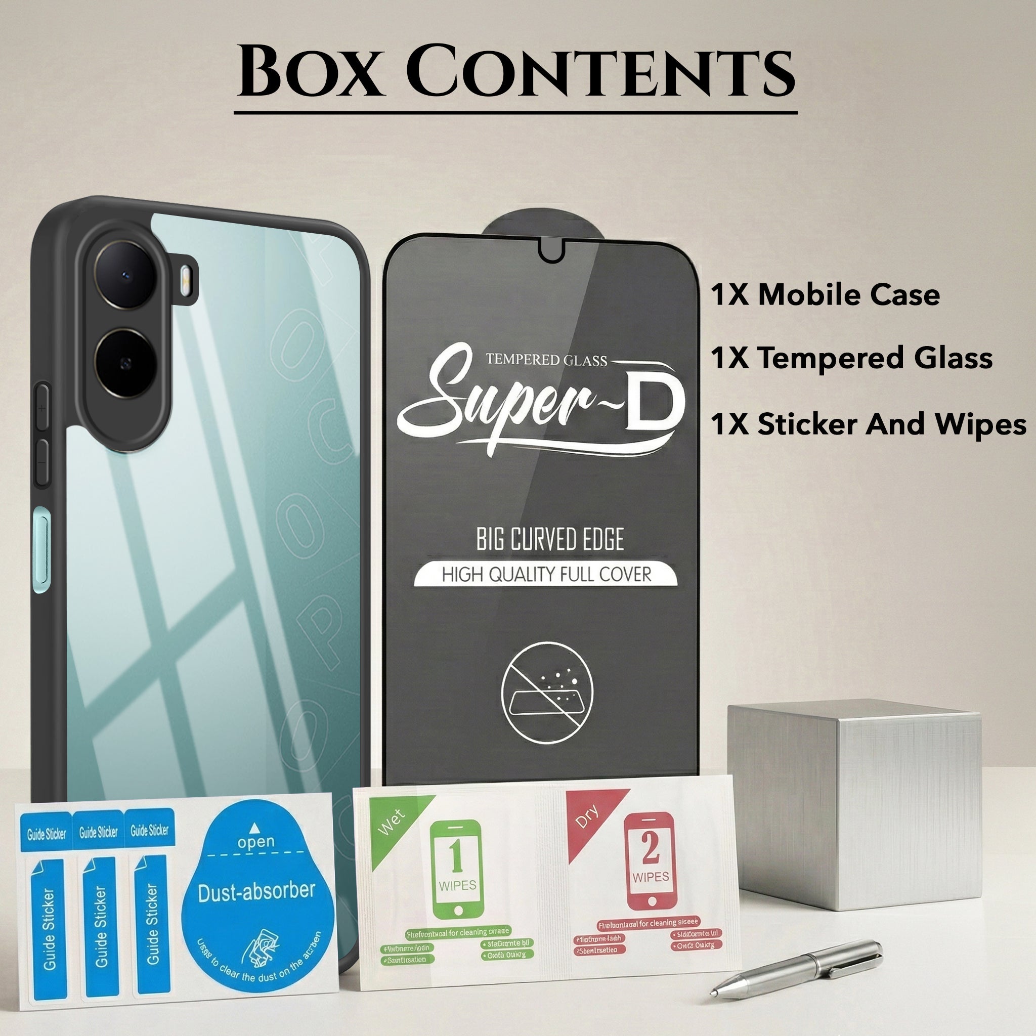 For Poco C85x 5G Combo with Back Cover and 9H Tempered Glass (Lifetime Anti-Yellow | Crystal Clear Shockproof | Oleophobic Coating Screen Glass)