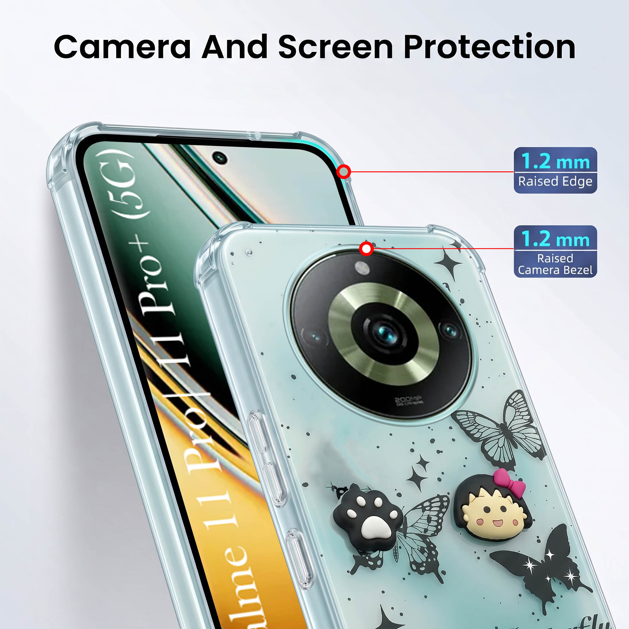 For Realme 11 Pro 5G | Realme 11 Pro Plus 5G Back Cover Case (3D Cute Cartoons | Hard Back Side Soft | Matte Premium Finish | HD Printing)