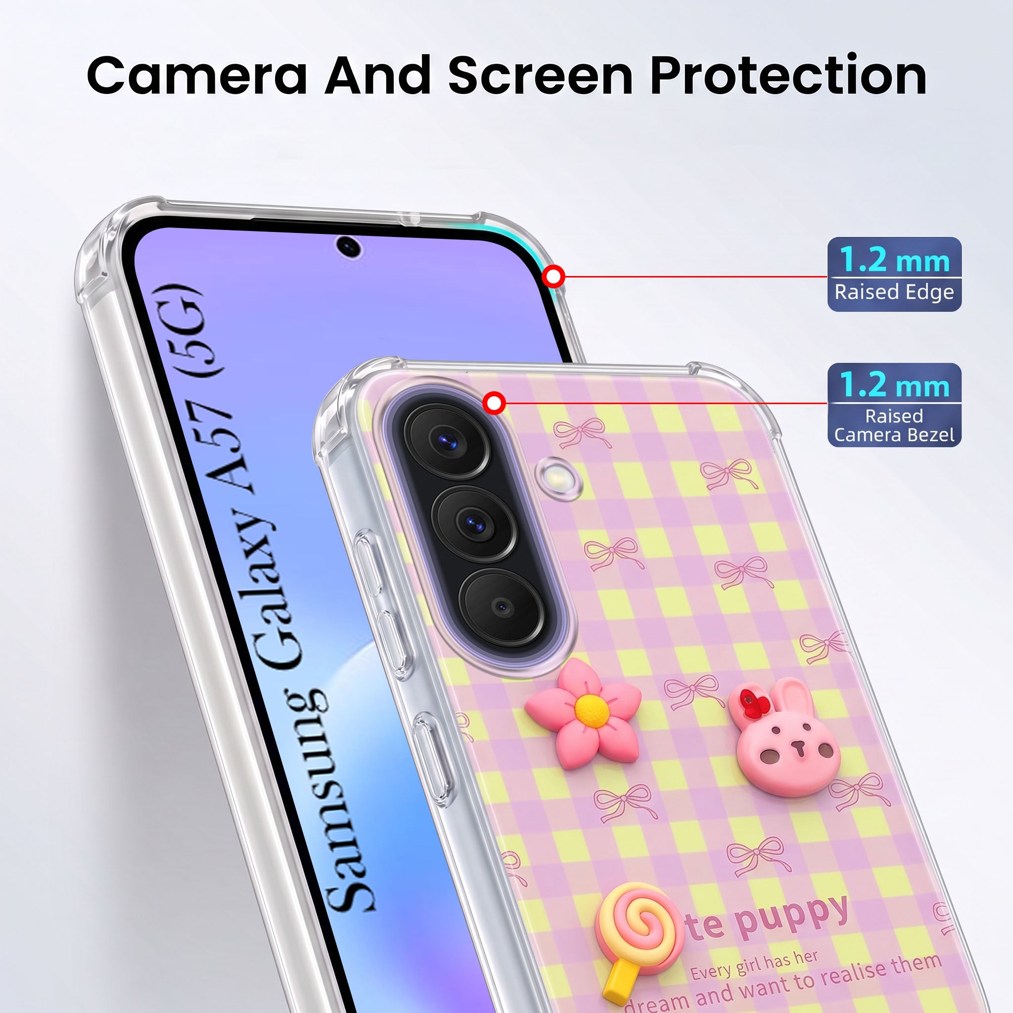 For Samsung Galaxy A57 5G Back Cover Case (3D Cute Cartoons | Hard Back Side Soft | Matte Premium Finish | HD Printing)
