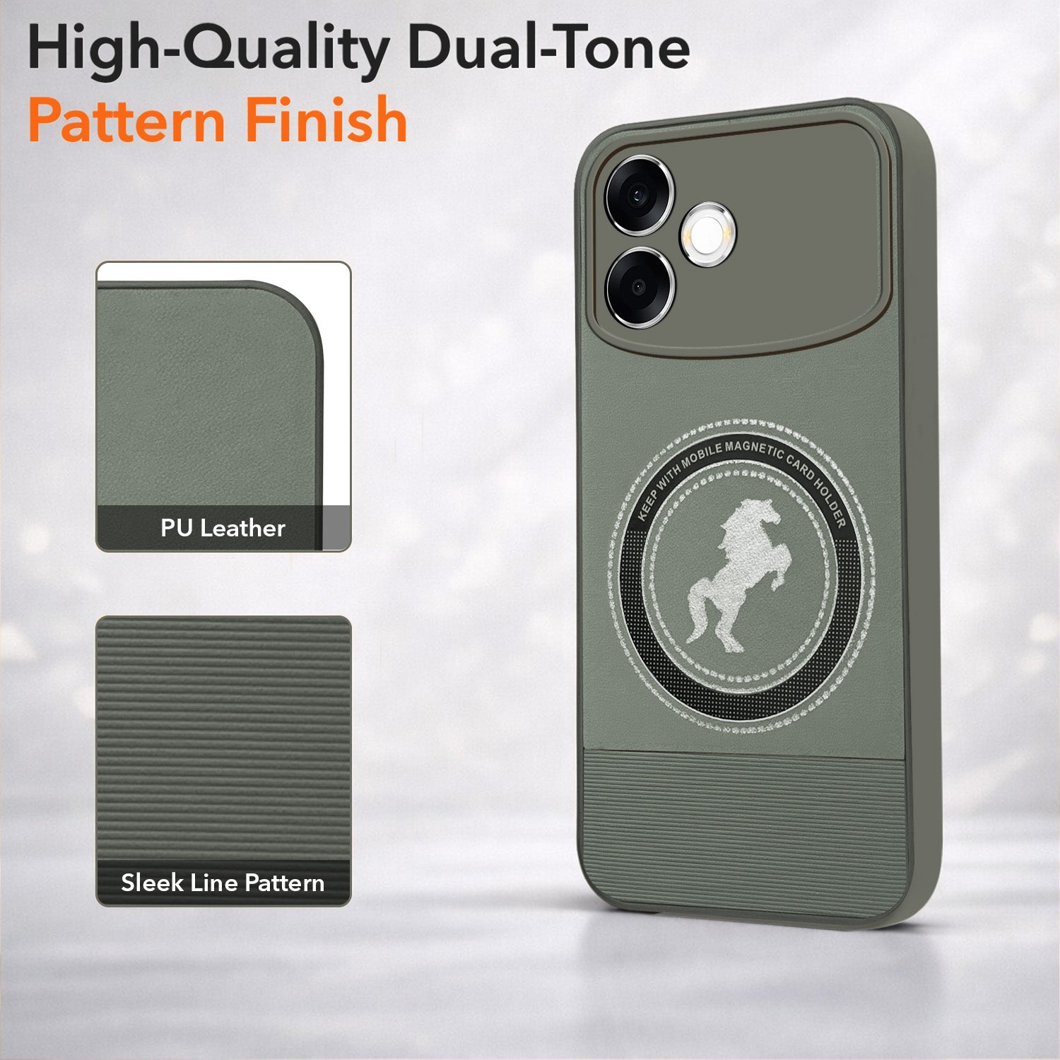 For Oppo F33 Pro 5G Back Cover Case PU Leather Finish (Professional Minimalist Texture | MagSafe Compatile | Camera Protection | Sleek Sober Formal)