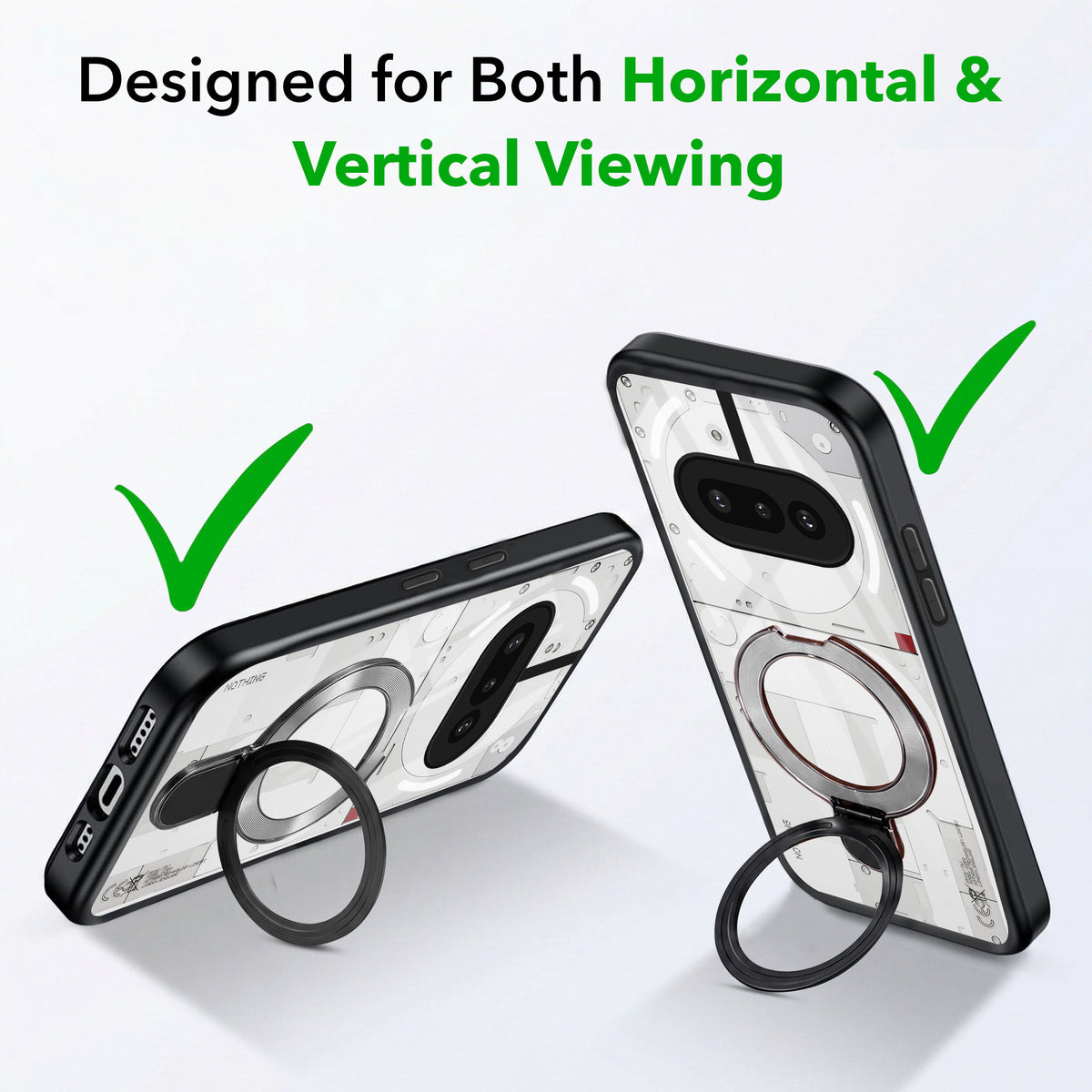 For Nothing Phone 3A Back Cover Case (Kick Stand Ring Holder | Life time Anti Yellow | Camera Protection)