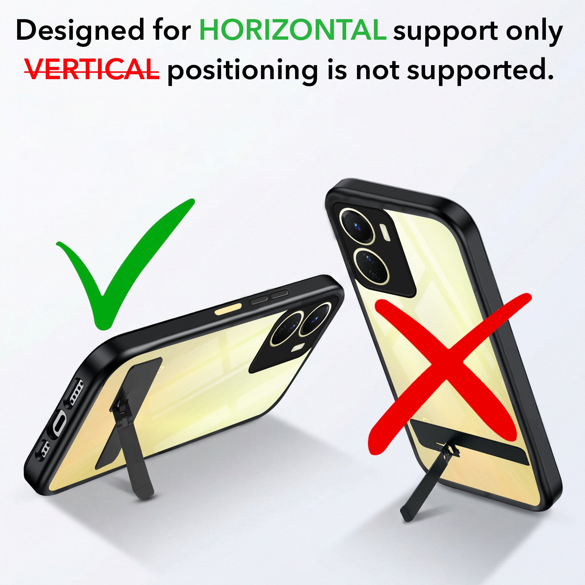 For Vivo Y16 Back Cover Case (Built-in Stand | Lifetime Anti Yellow | Kickstand Shockproof | Camera Protection | MagSafe Compatible)