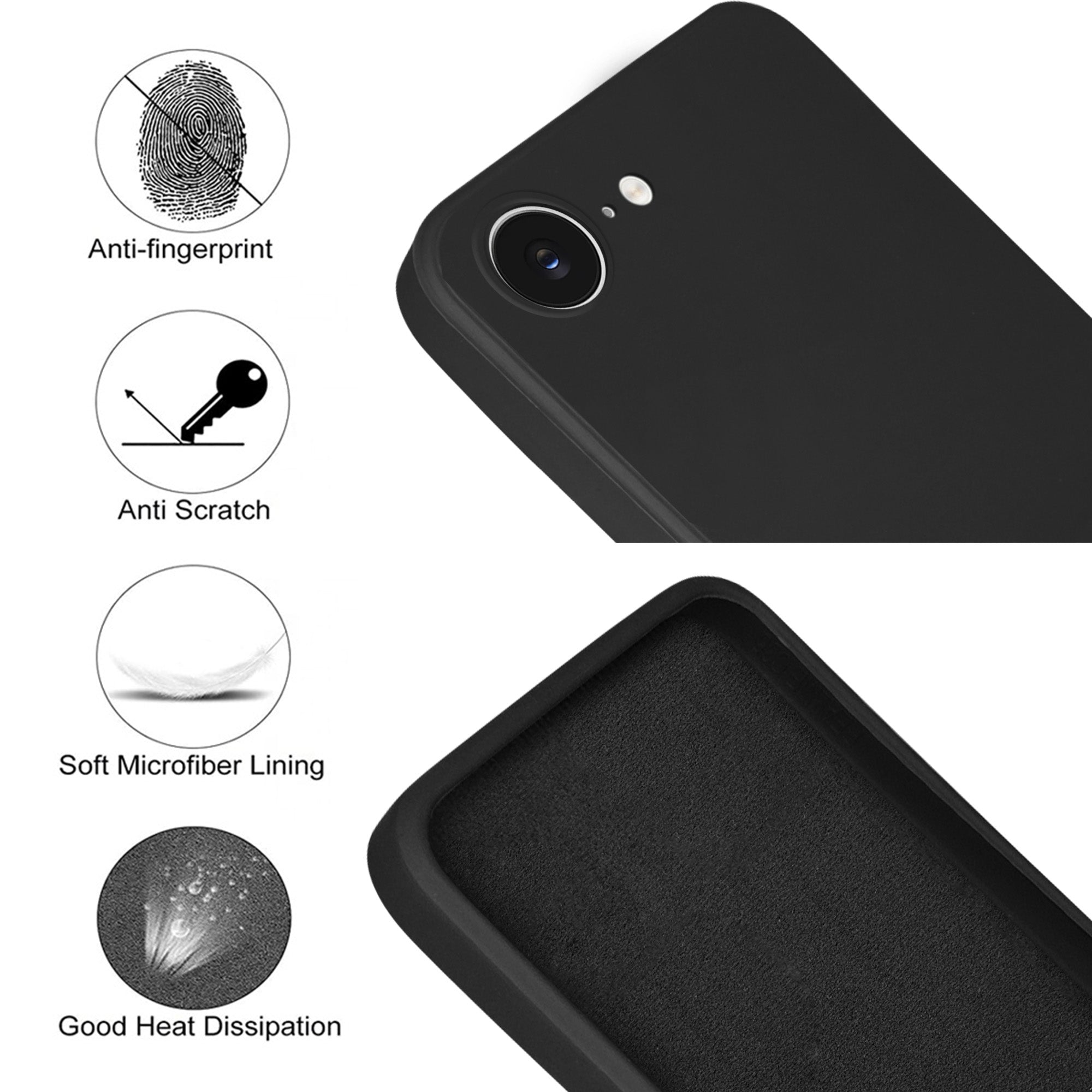 For Apple iPhone 16e | iPhone 17e Back Cover Case (Matte Finish Silicone with Inside Fiber cloth)
