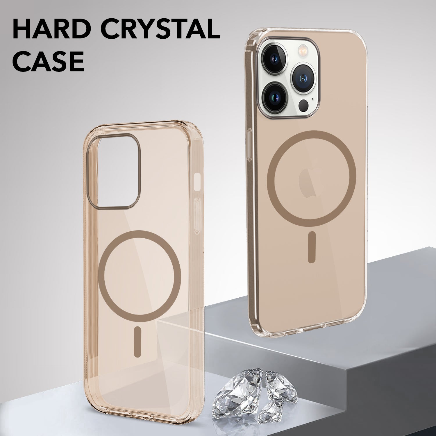 For Apple iPhone 14 Pro Back Case Cover Lifetime Anti-Yellow MagSafe Compatible Clear (Sleek Hard Crystal | Camera Protection and Shockproof)
