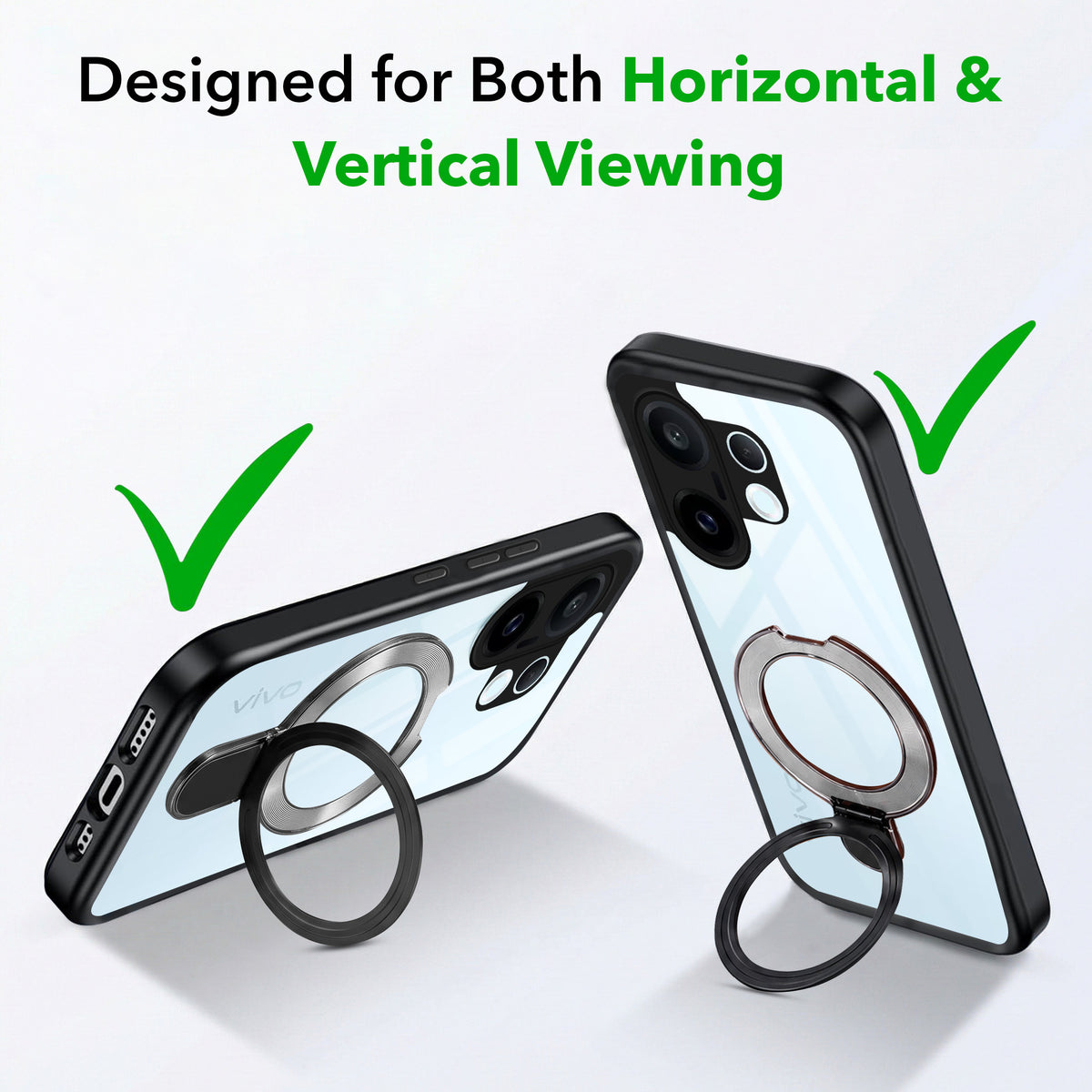 For Vivo X200 FE Back Cover Case (Kick Stand Ring Holder | Life time Anti Yellow | Camera Protection)