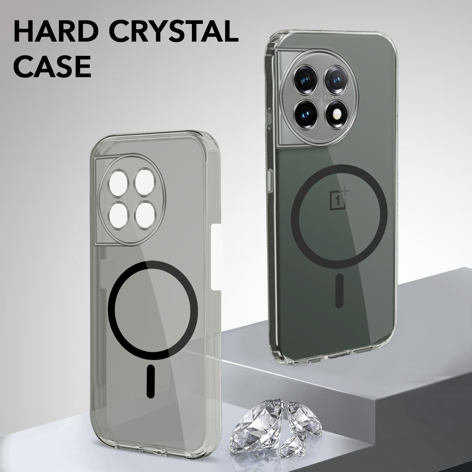 For OnePlus 11 5G Back Cover Case Lifetime Anti-Yellow MagSafe Compatible Clear (Sleek Hard Crystal | Shockproof and Camera Protection)
