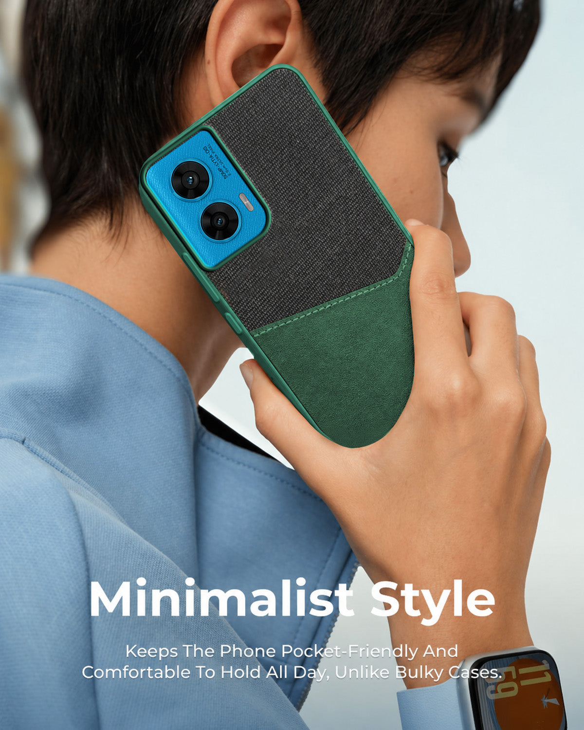For Motorola Moto G96 Back Cover Case (Dual PU Leather Stitch | Professional Minimalist | Soft and Flexible)
