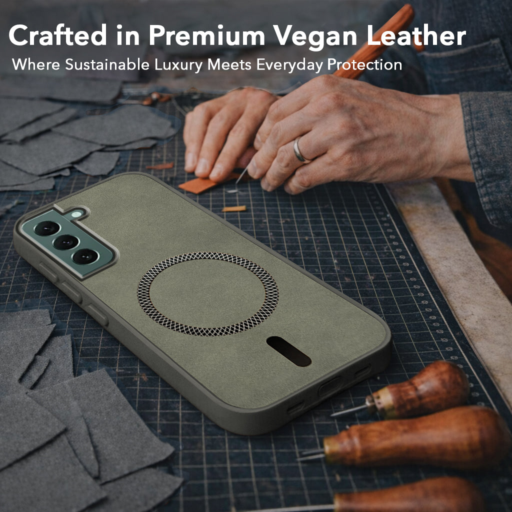 For Samsung Galaxy S22 Plus 5G Back Cover Case Leather Finish (MagSafe Compatible Wireless Charging | Soft Touch | Camera Bump Protection)