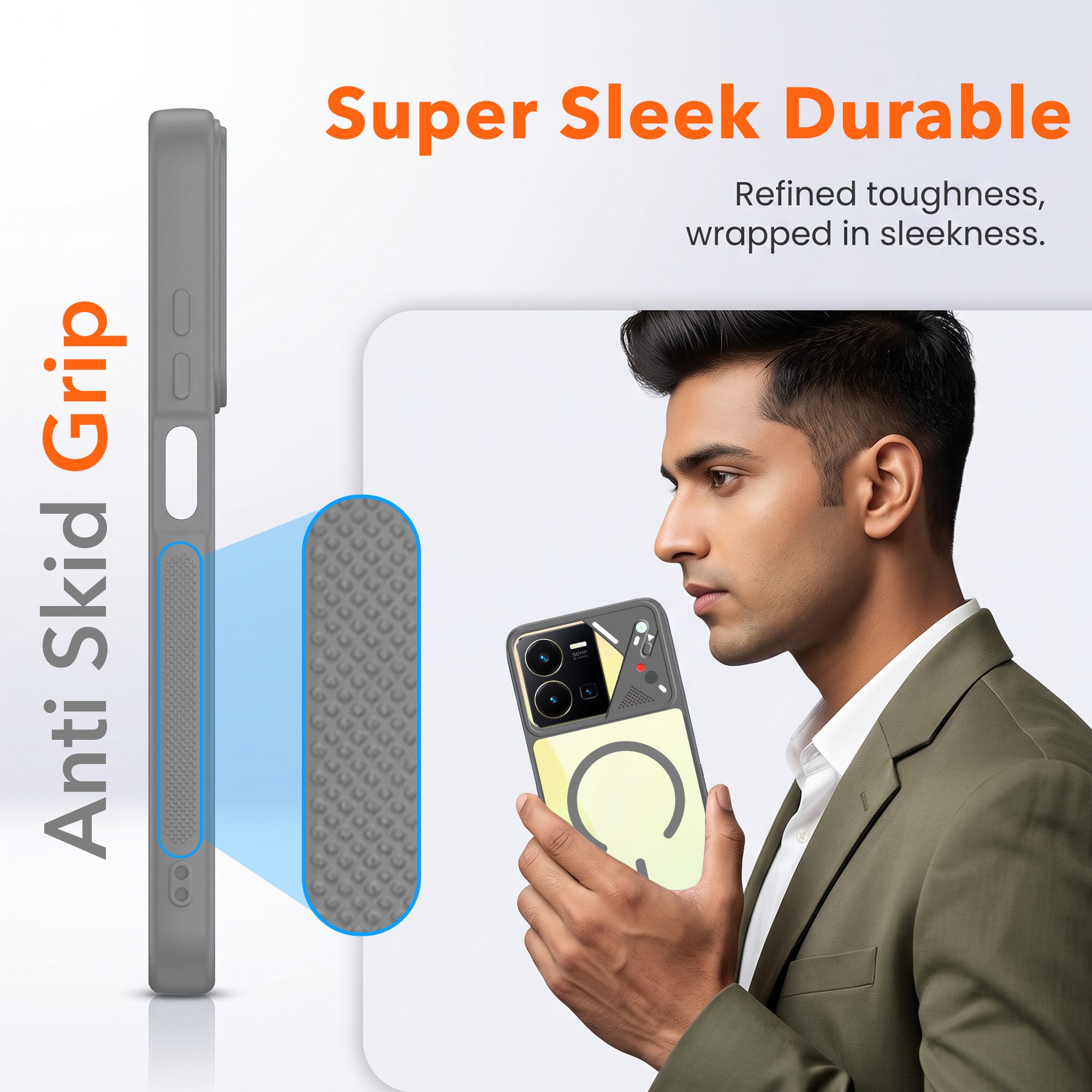 For Vivo Y35 Back Cover Case Lifetime Anti-Yellow Clear (Camera Protection | Side Grip | Wireless MagSafe Compatible)