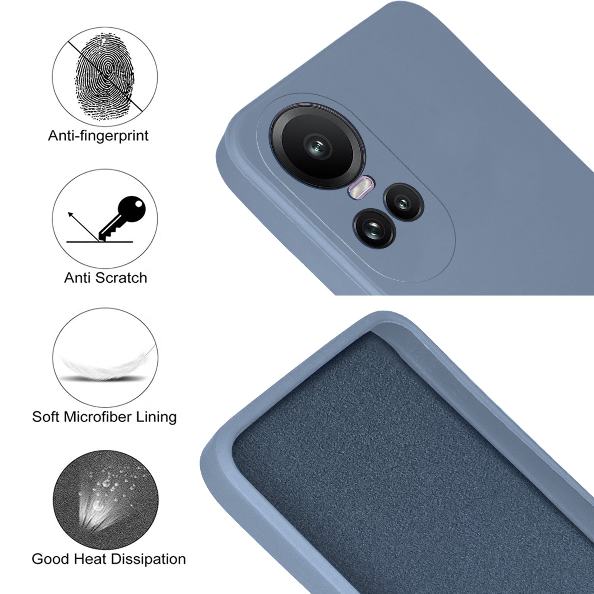 For Oppo Reno 10 5G | Oppo Reno 10 Pro 5G Back Cover Case (Matte Finish Silicone with Inside Fiber Cloth)