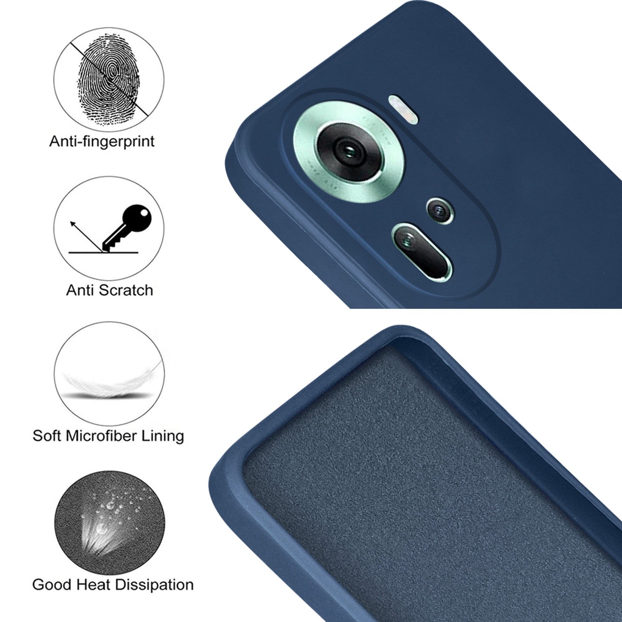 For Oppo Reno11 5G Back Cover Case (Matte Finish Silicone with Inside Fiber cloth)