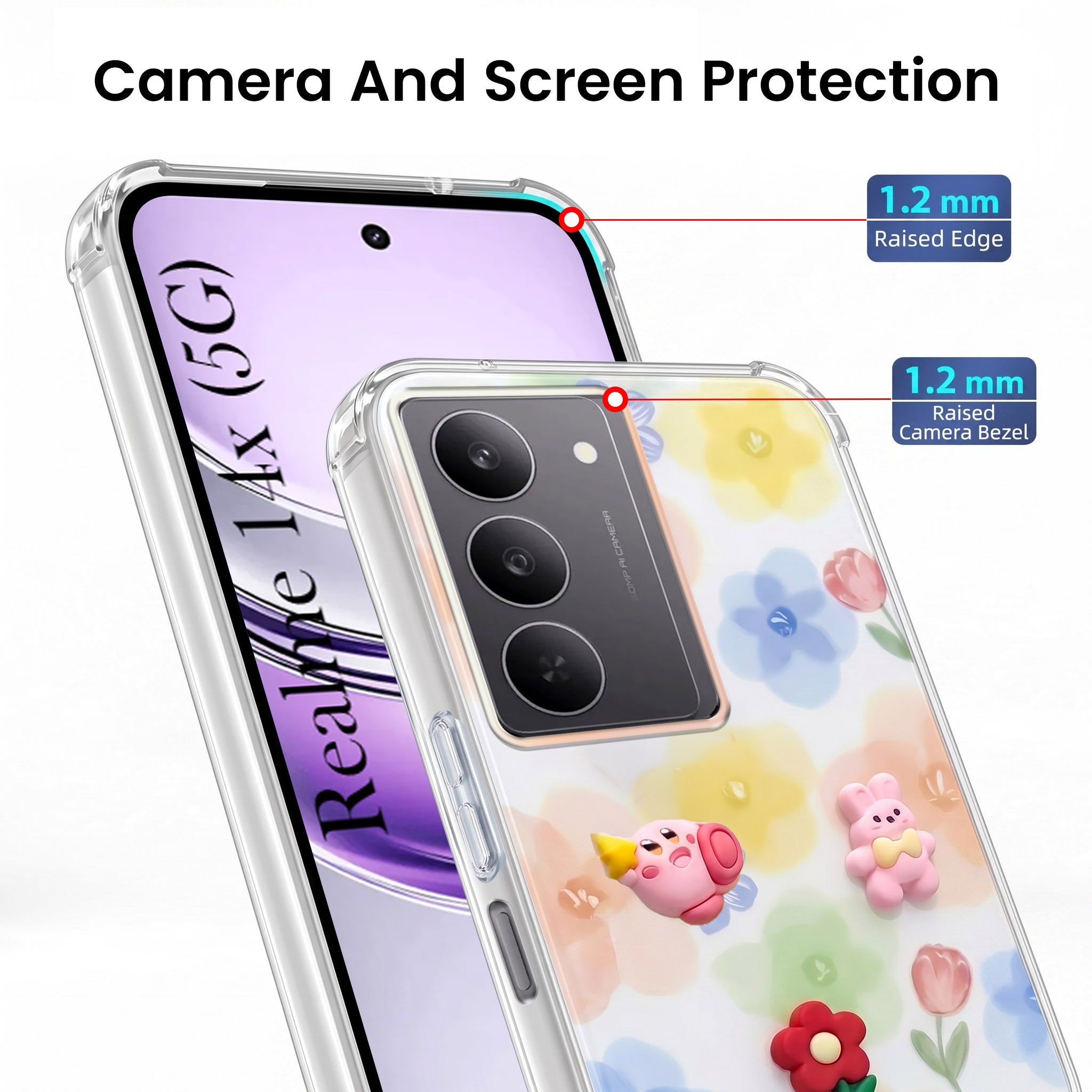 For Realme 14X Back Cover Case (3D Cute Cartoons | Hard Back Side Soft | Matte Premium Finish | HD Printing)
