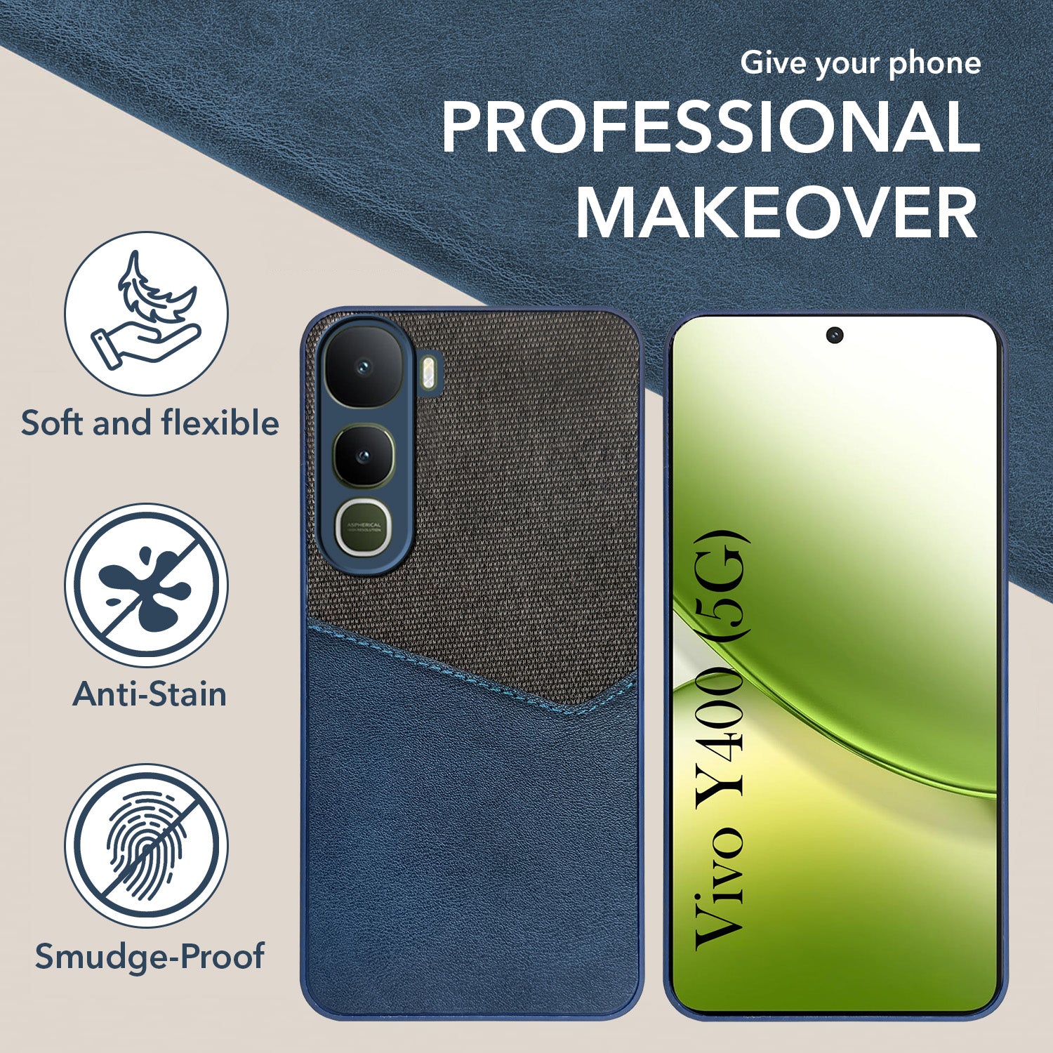 For Vivo Y400 Back Cover Case (Dual PU Leather Stitch | Professional Minimalist | Soft and Flexible)