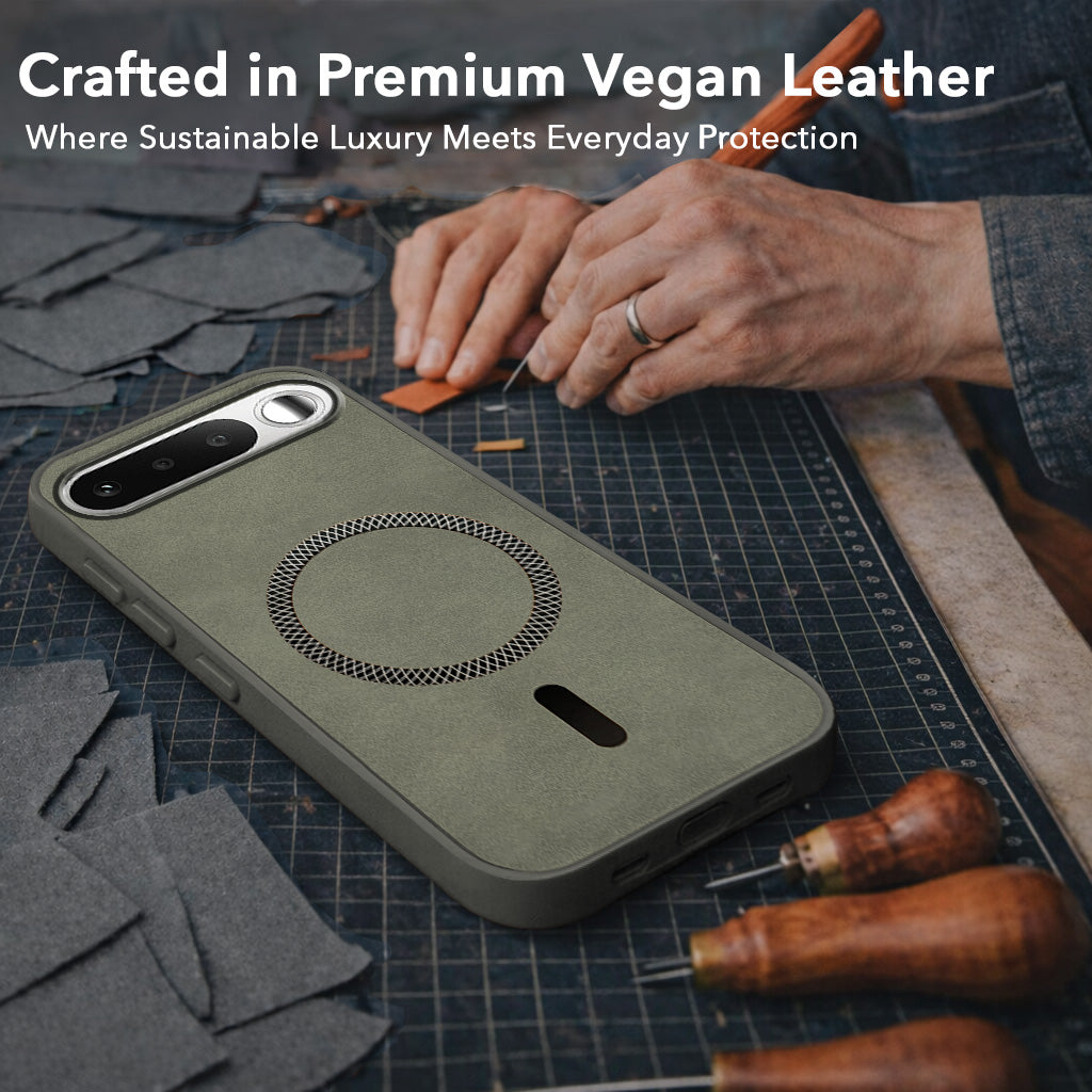 For Realme 16 Back Cover Case Leather Finish (MagSafe Compatible Wireless Charging | Soft Touch | Camera Bump Protection)