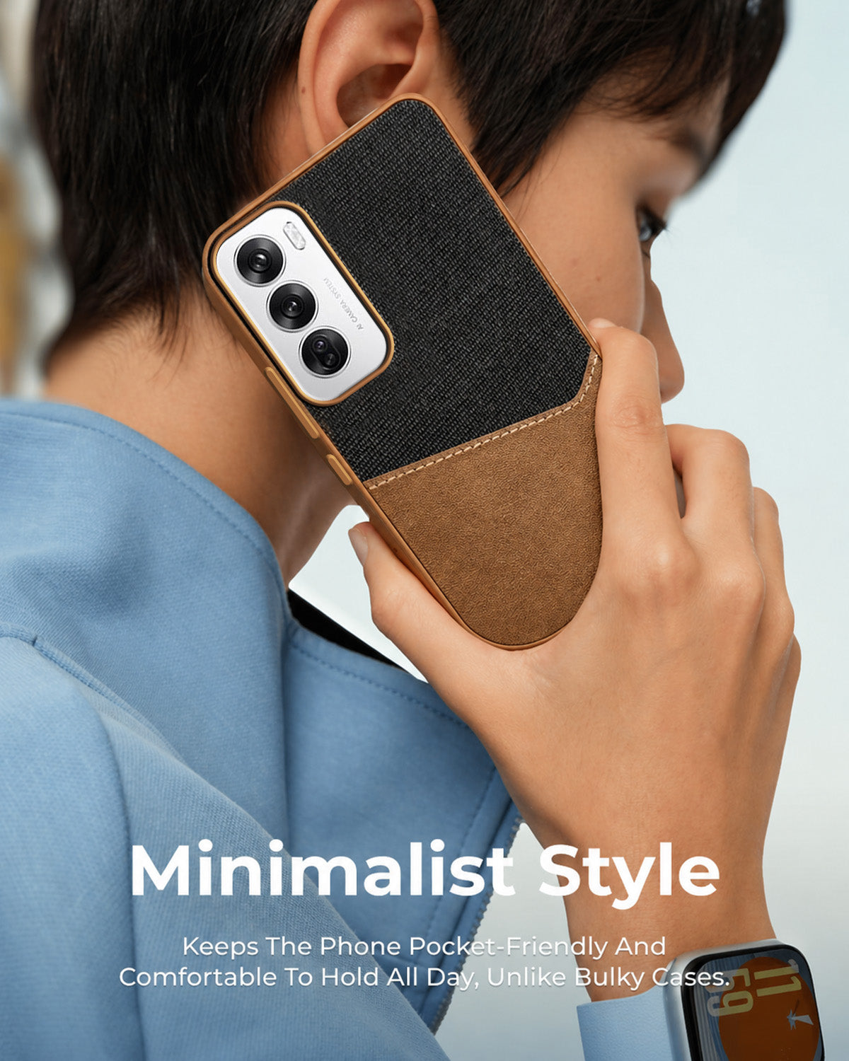 For Oppo Reno12 5G | Oppo Reno 12 5G Back Cover Case (Dual PU Leather Stitch | Professional Minimalist | Soft and Flexible)