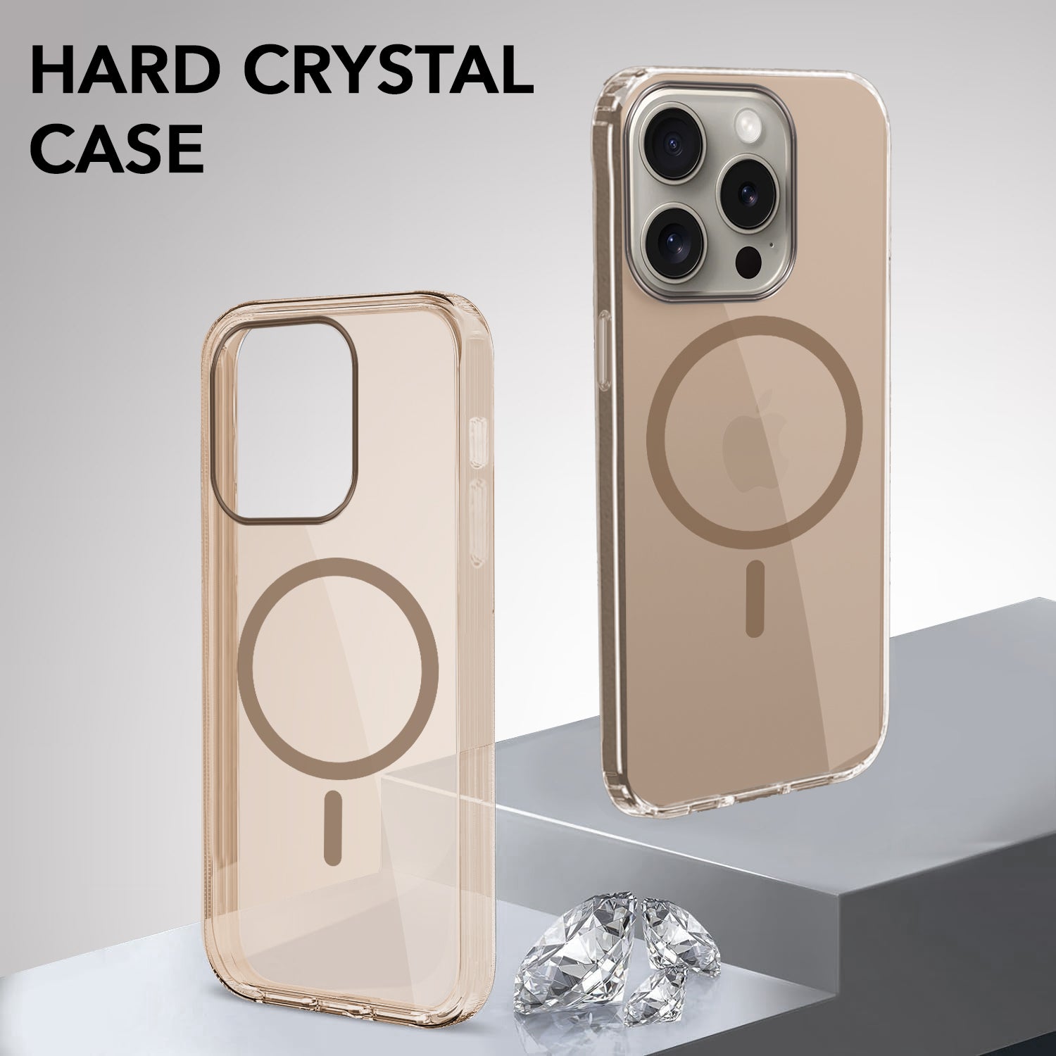 For Apple iPhone 15 Pro Back Case Cover Lifetime Anti-Yellow MagSafe Compatible Clear (Sleek Hard Crystal | Camera Protection and Shockproof)