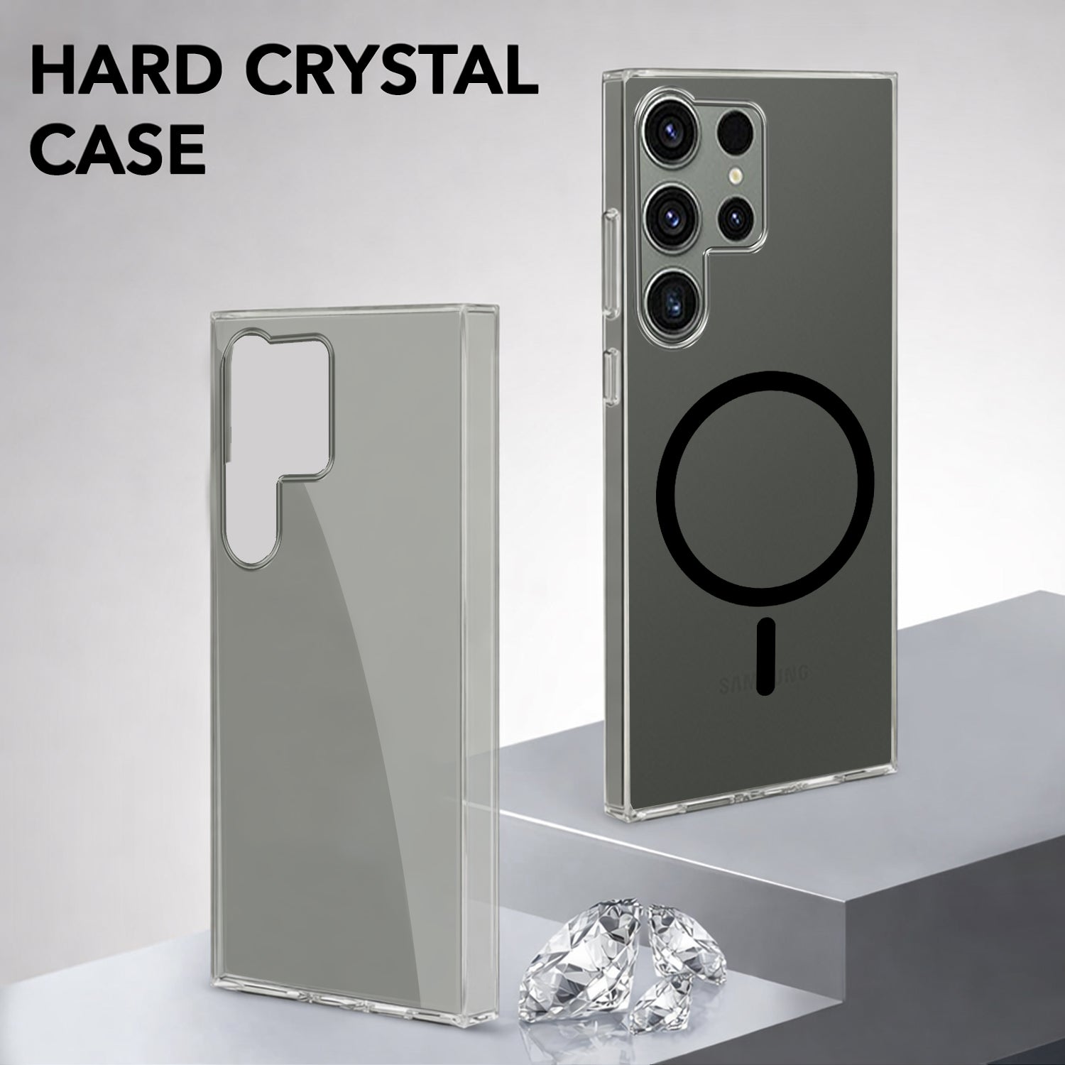 For Samsung Galaxy S23 Ultra Back Cover Case Lifetime Anti-Yellow MagSafe Compatible Clear (Sleek Hard Crystal | Shockproof and Camera Protection)