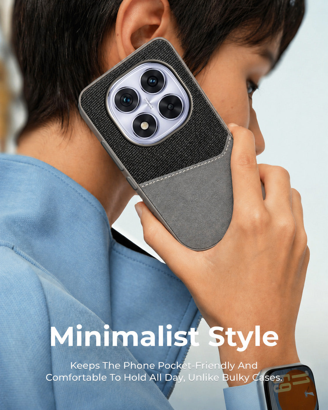 For Redmi Note 14 Pro Back Cover Case (Dual PU Leather Stitch | Professional Minimalist | Soft and Flexible)