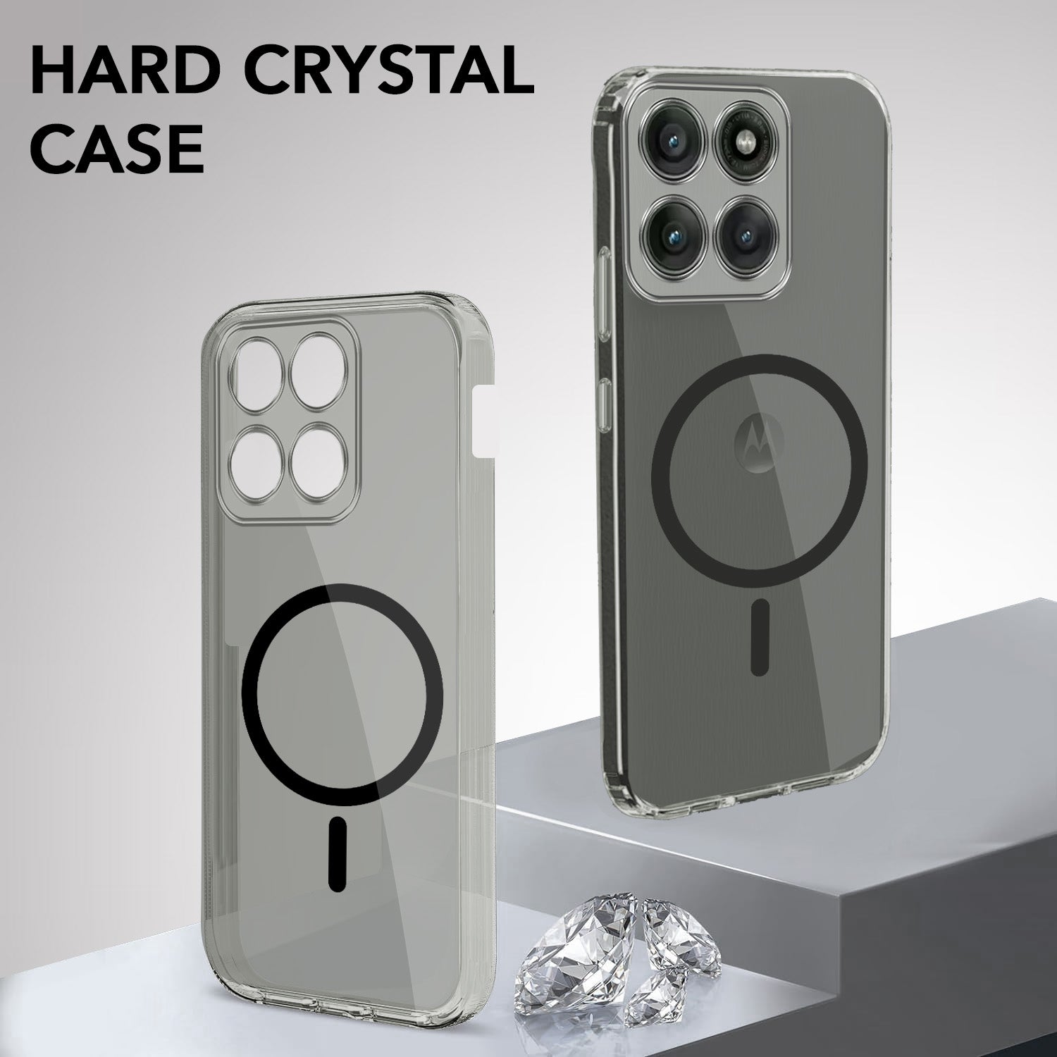 For Motorola Moto Edge 60 Pro Back Cover Case Lifetime Anti-Yellow MagSafe Compatible Clear (Sleek Hard Crystal | Shockproof and Camera Protection)