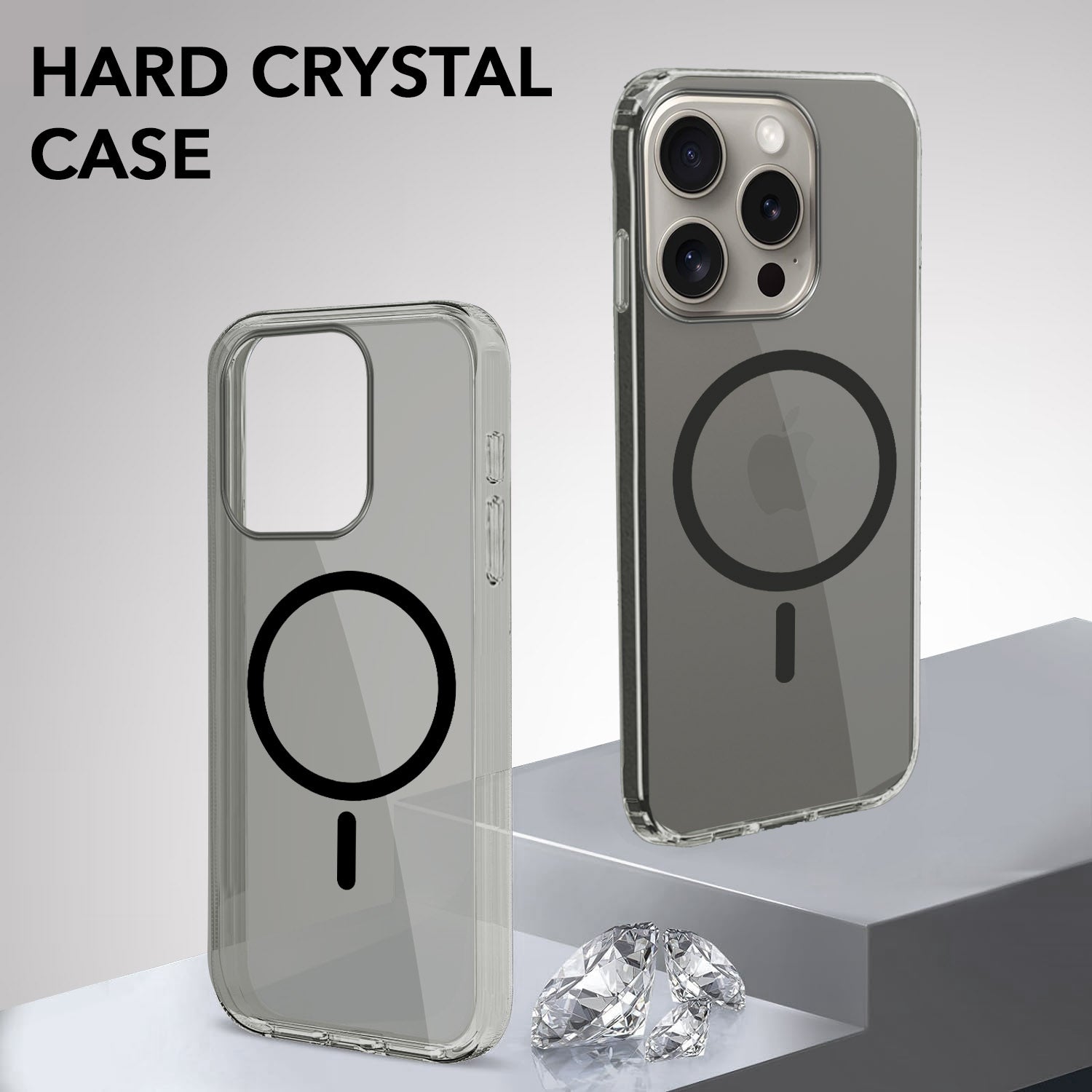 For Apple iPhone 15 Pro Back Case Cover Lifetime Anti-Yellow MagSafe Compatible Clear (Sleek Hard Crystal | Camera Protection and Shockproof)