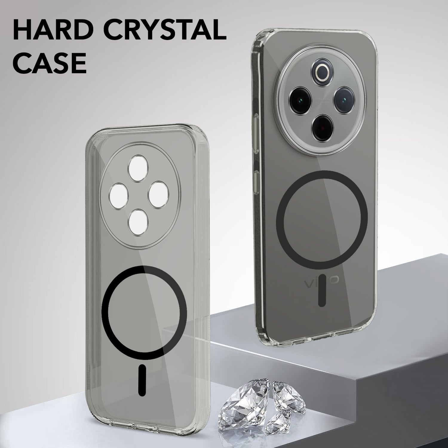 For Vivo T4 Back Cover Case Lifetime Anti-Yellow MagSafe Compatible Clear (Sleek Hard Crystal | Shockproof and Camera Protection)