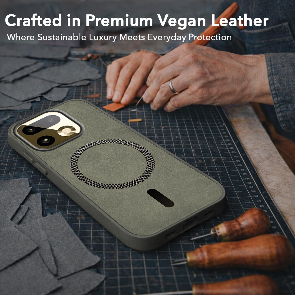 For Realme 16 Pro Plus 5G Back Cover Case Leather Finish (MagSafe Compatible Wireless Charging | Soft Touch | Camera Bump Protection)
