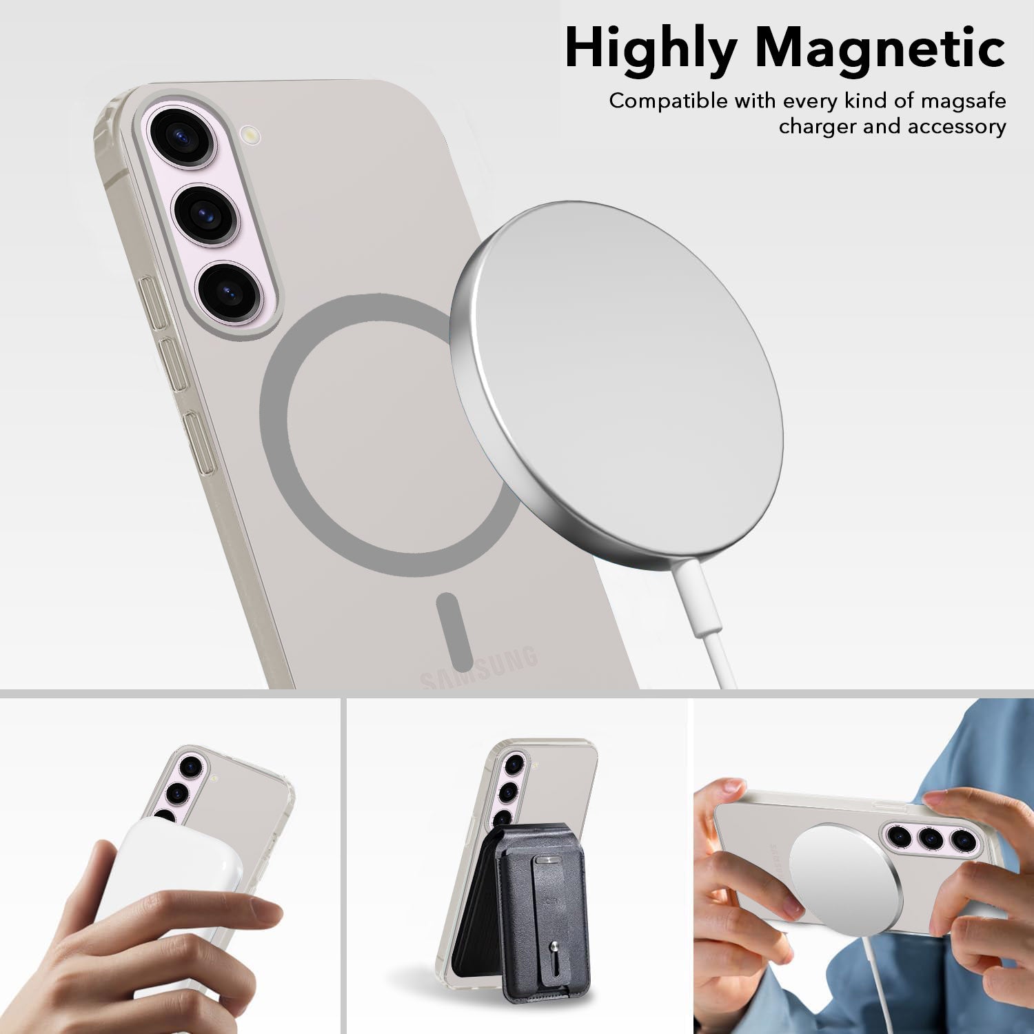 For Samsung Galaxy S23 Plus Back Cover Case Crystal (Frosted Matte Feel | MagSafe Compatible Wireless Charging)