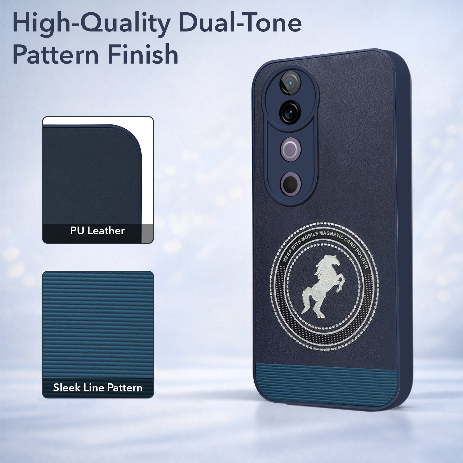 For Vivo V40 | Vivo V40 Pro 5G Back Cover Case PU Leather Finish (Professional Minimalist Texture | MagSafe Compatile | Camera Protection | Sleek Sober Formal)