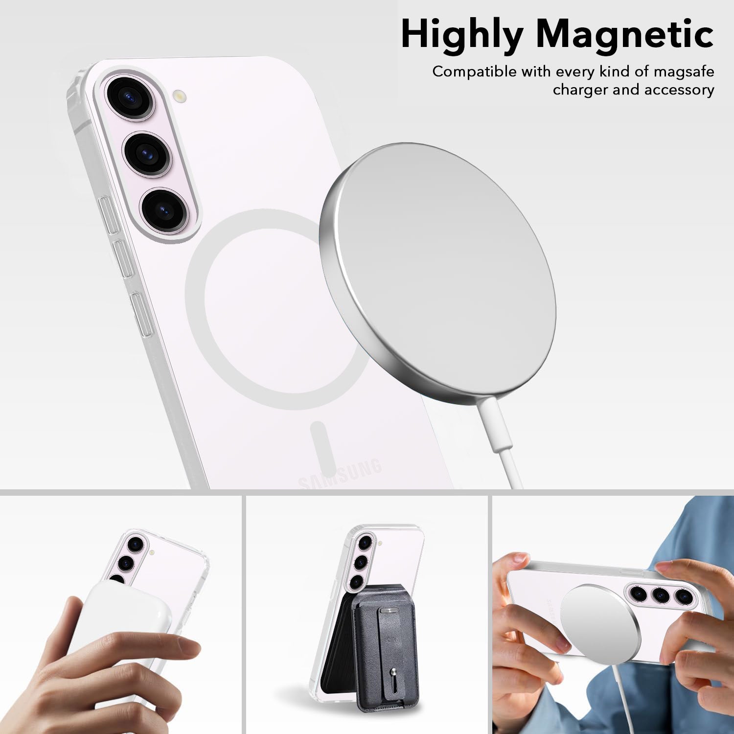 For Samsung Galaxy S23 Plus Back Cover Case Crystal (Frosted Matte Feel | MagSafe Compatible Wireless Charging)