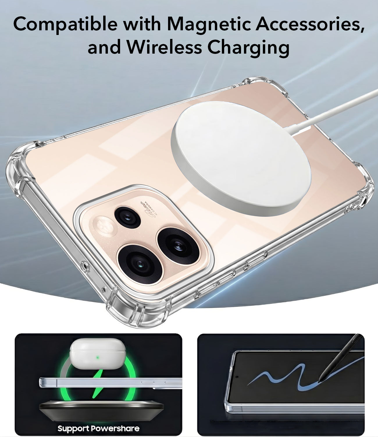 For Oppo Reno15 Pro 5G | Oppo Reno 15 Pro 5G Back Cover Shockproof Crystal-Clear (Magsafe Wireless Support | Drop & Camera Protection | Hard Polycarbonate)