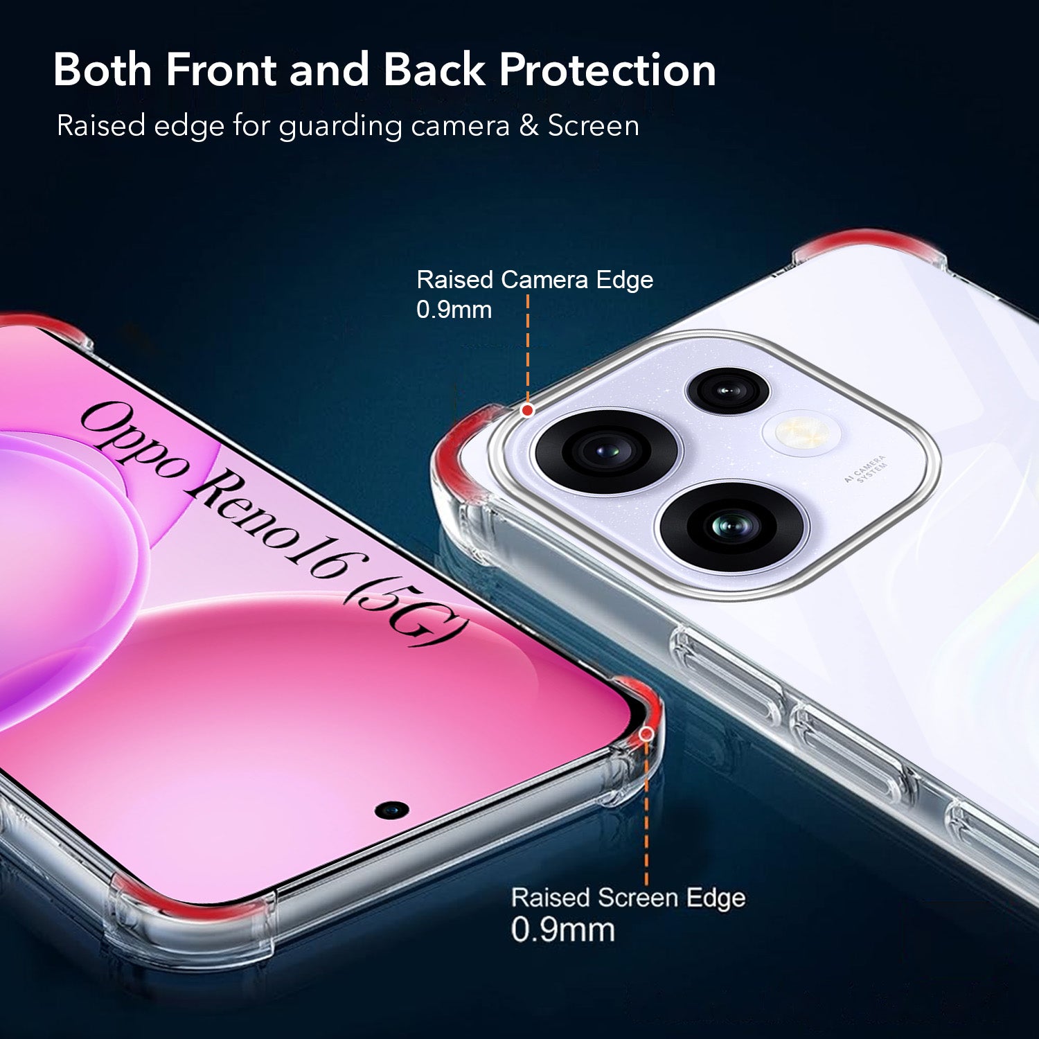 For Oppo Reno 16 Back Cover Shockproof Crystal-Clear (Drop & Camera Protection | Hard Polycarbonate)
