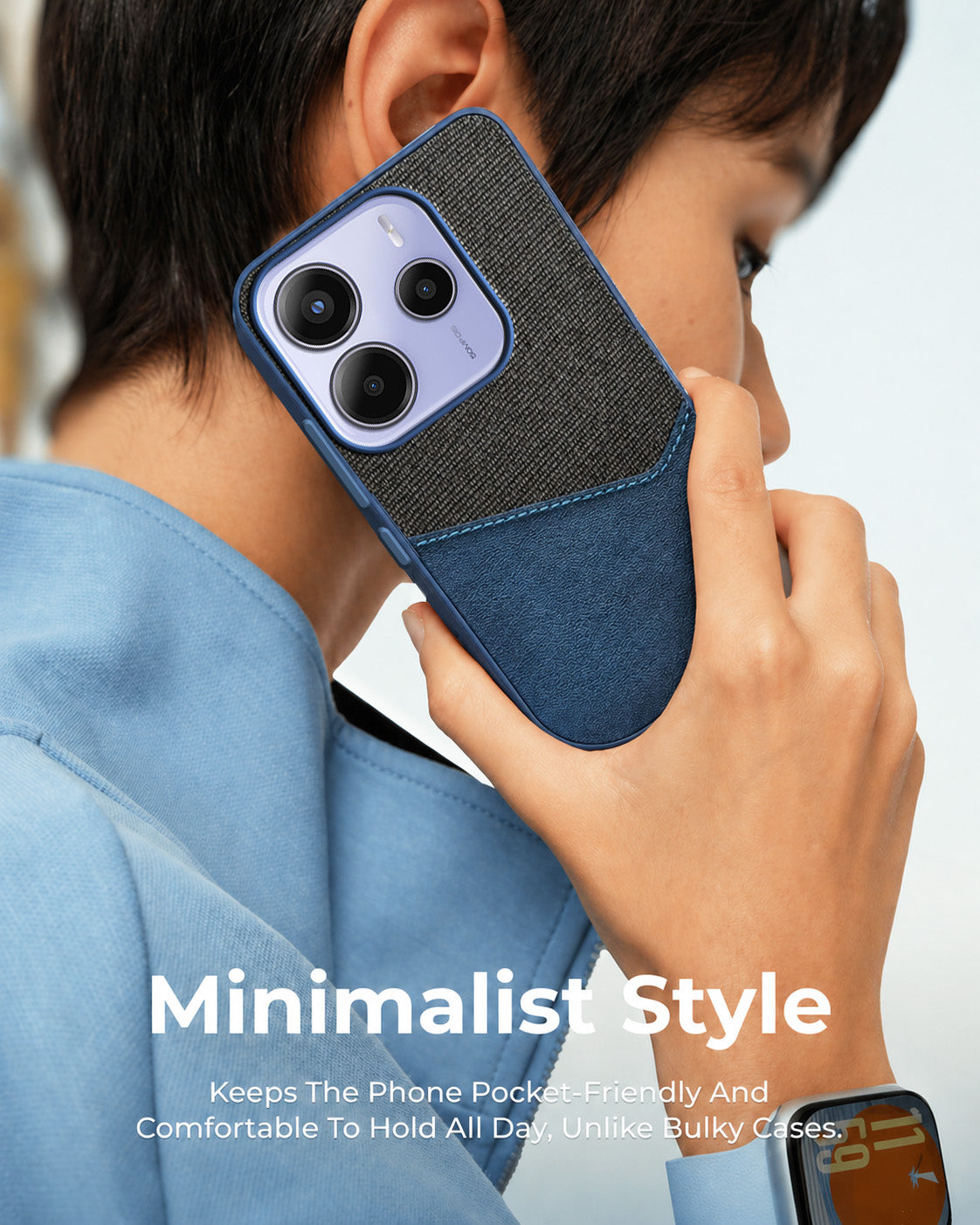 For Redmi Note 14 Back Cover Case (Dual PU Leather Stitch | Professional Minimalist | Soft and Flexible)