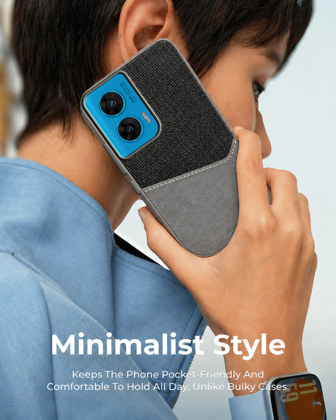For Motorola Moto G96 Back Cover Case (Dual PU Leather Stitch | Professional Minimalist | Soft and Flexible)