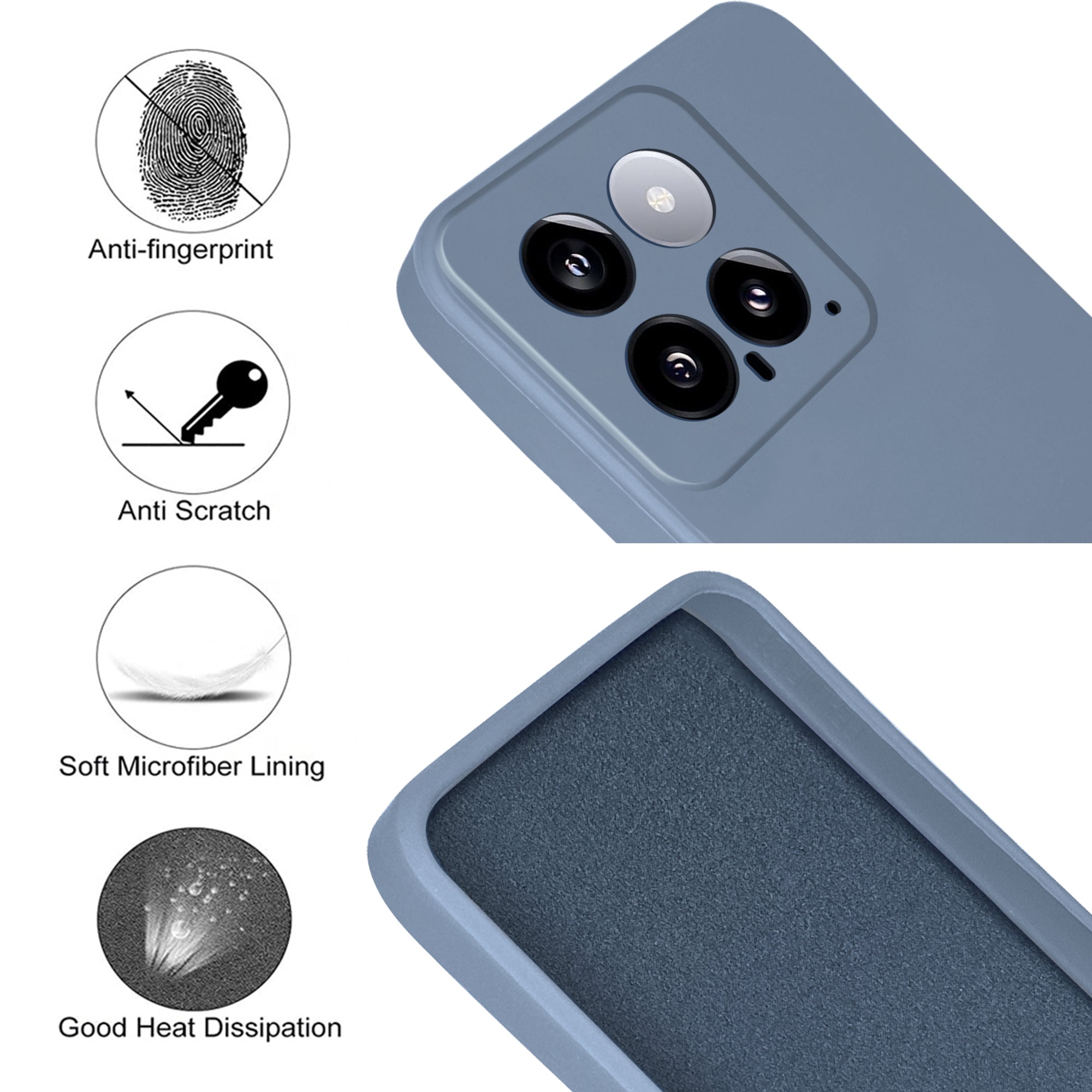 For Xiaomi MI 14 Back Cover Case (Matte Finish Silicone with Inside Fiber Cloth)