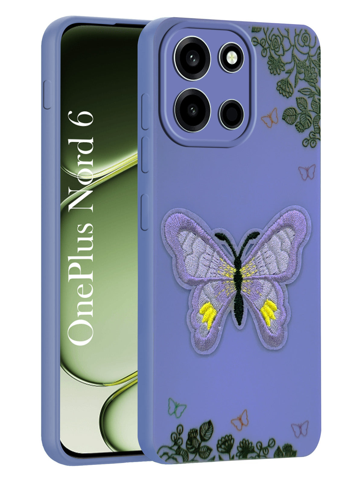 For Oneplus Nord 6 Back Cover Case (Soft Butterfly Embroidery | Women Teen Girls | Camera Protection| Matte Silicone)