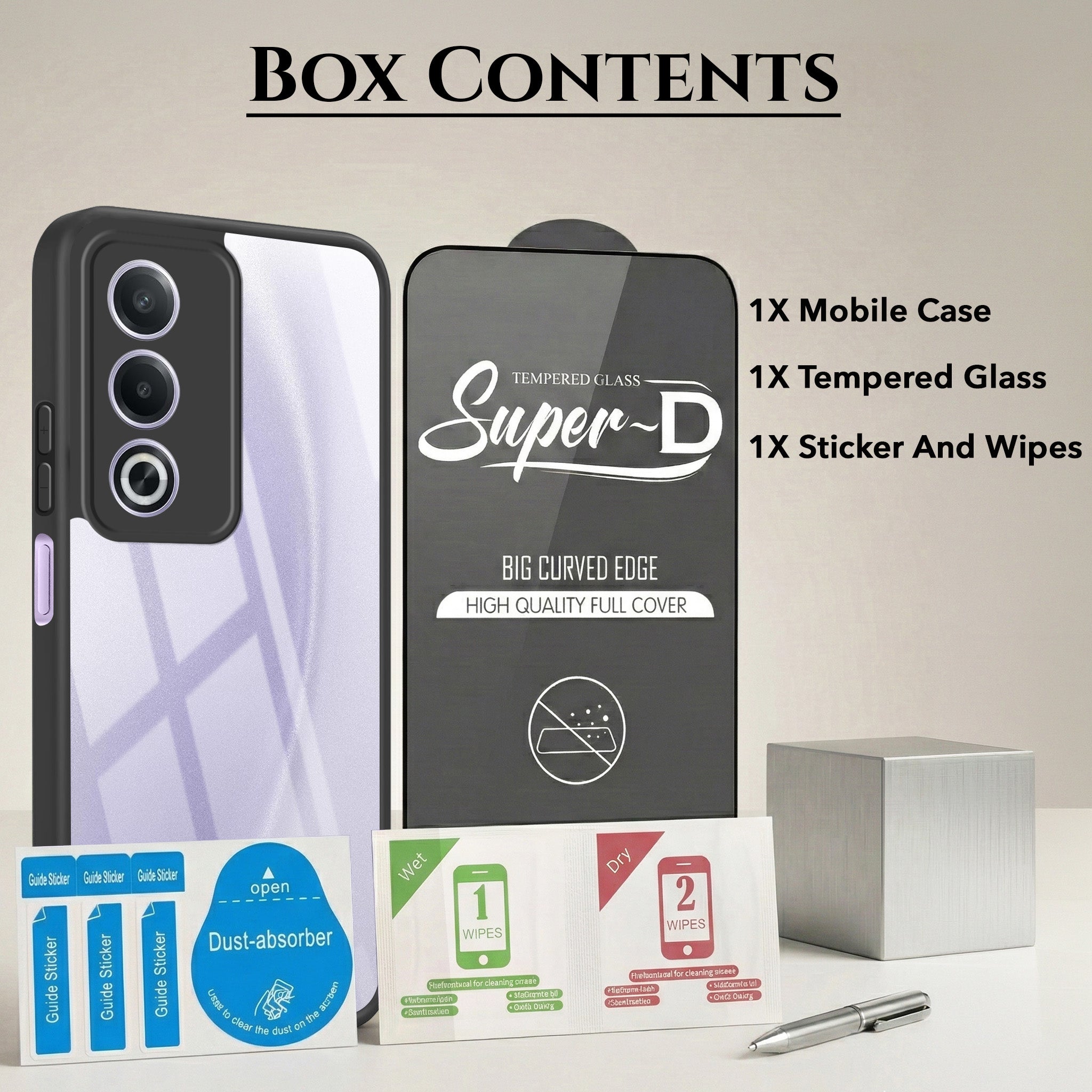 For Oppo A3 Pro 5G Combo with Back Cover and 9H Tempered Glass (Lifetime Anti-Yellow | Crystal Clear Shockproof | Oleophobic Coating Screen Glass)