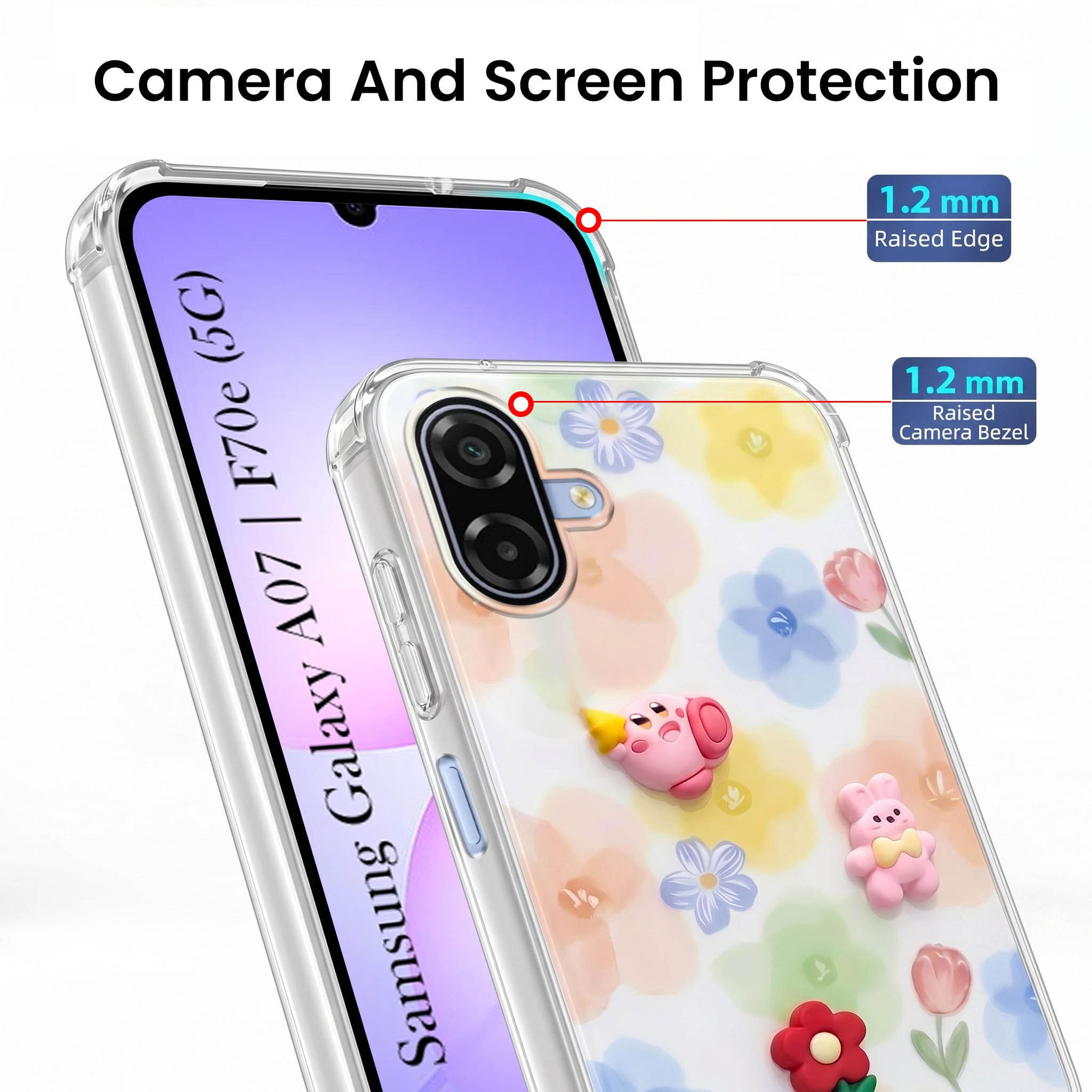 For Samsung Galaxy A07 5G | F70e 5G Back Cover Case (3D Cute Cartoons | Hard Back Side Soft | Matte Premium Finish | HD Printing)