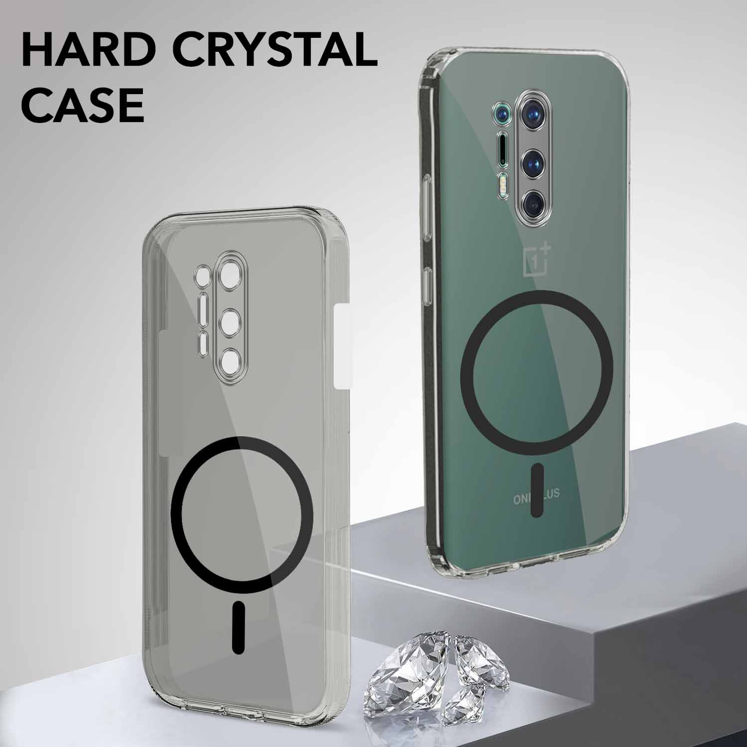 For OnePlus 8 Pro Back Cover Case Lifetime Anti-Yellow MagSafe Compatible Clear (Sleek Hard Crystal | Shockproof and Camera Protection)