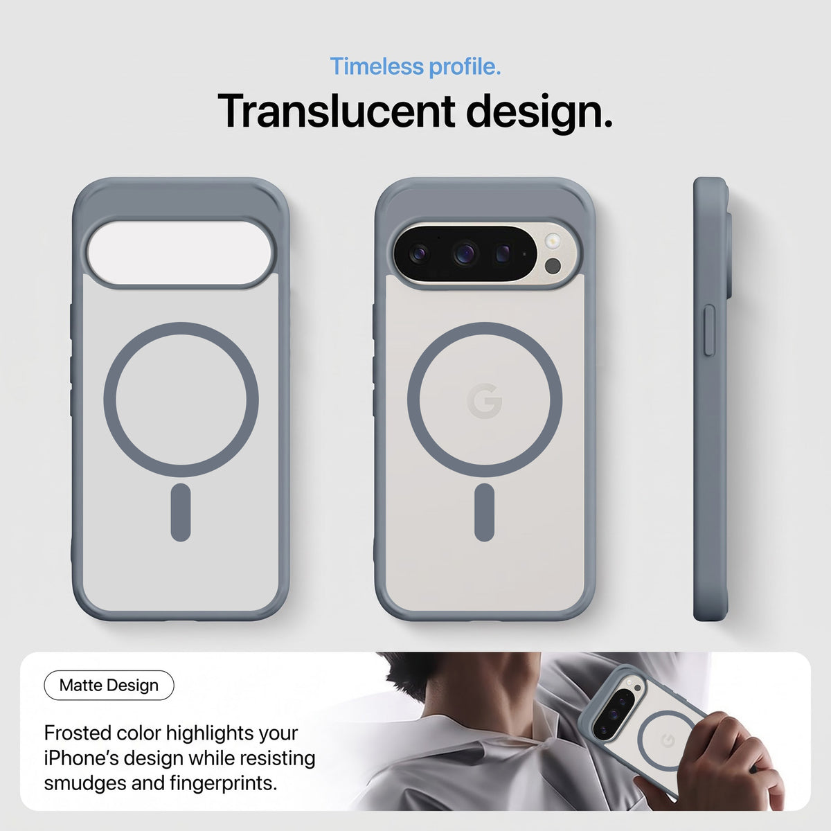 For Google Pixel 9 Pro Matte Finish Back Case Cover (MagSafe Compatible | Translucent Soft Touch | Slim and Unbreakable)