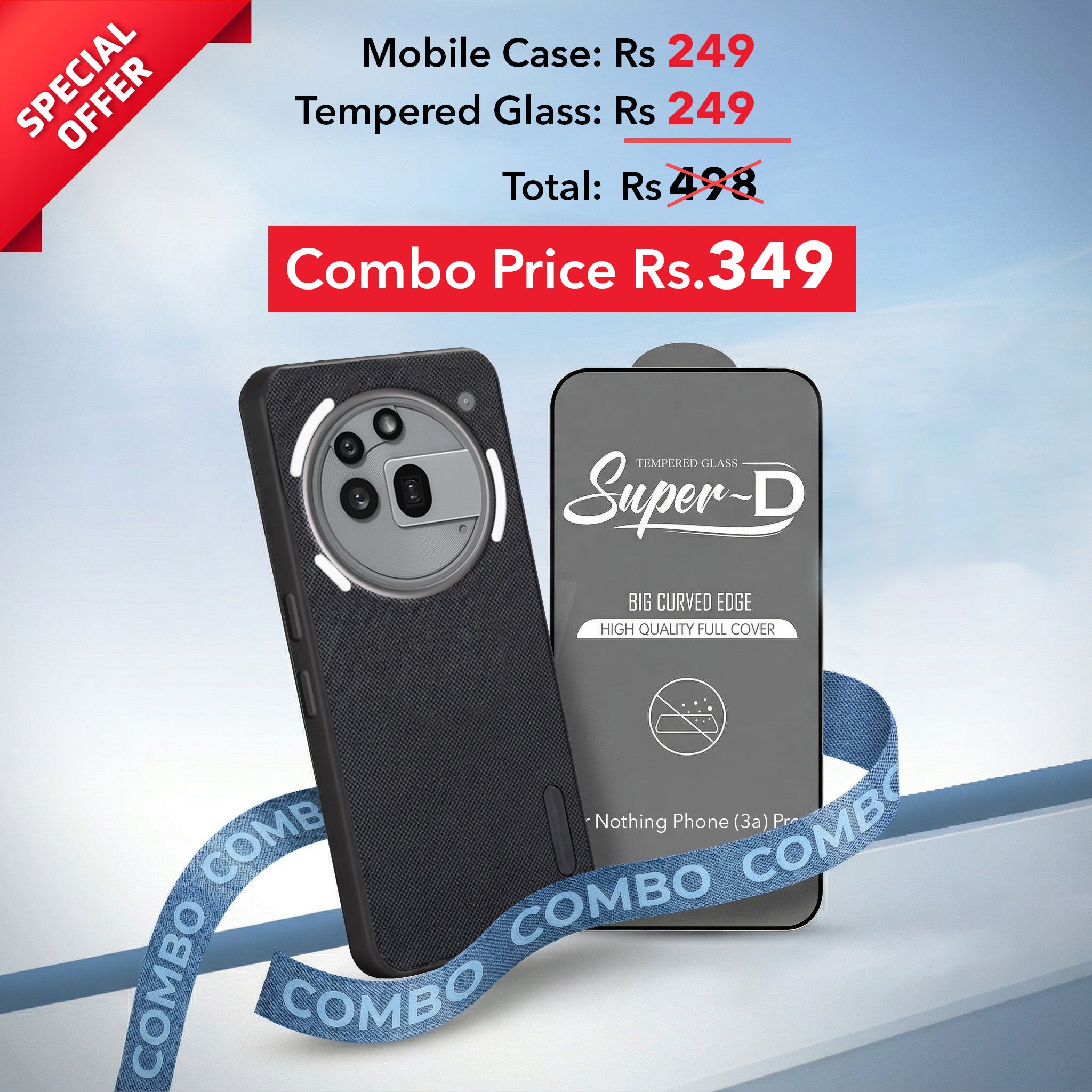 For Nothing Phone 3A Pro 5G Combo (Textured Grip Design | Micro-Fiber Cloth Inside | Oleophobic Coating Screen Glass)