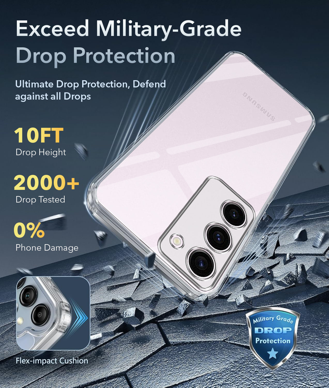 For Samsung Galaxy S23 5G Back Cover Case (Hybrid Crystal Panel with Side Soft PU | Camera Protection | HD Clear Shockproof)