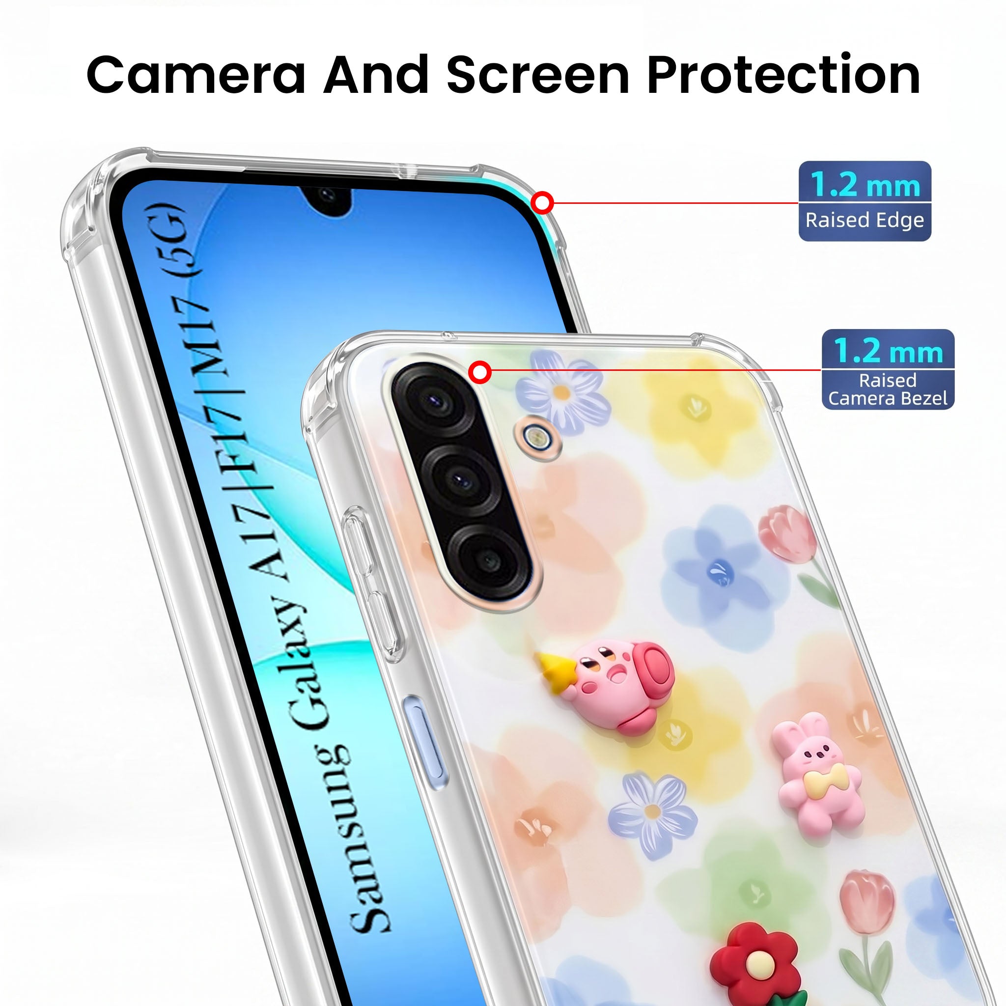 For Samsung Galaxy A17 | Samsung F17 | Samsung M17 5G Back Cover Case (3D Cute Cartoons | Hard Back Side Soft | Matte Premium Finish | HD Printing)