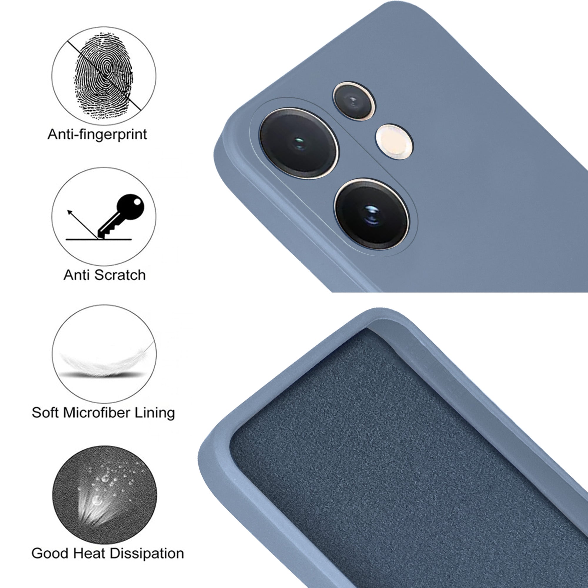 For Vivo V60 | Vivo T4 Pro Back Cover Case (Matte Finish Silicone with Inside Fiber cloth)