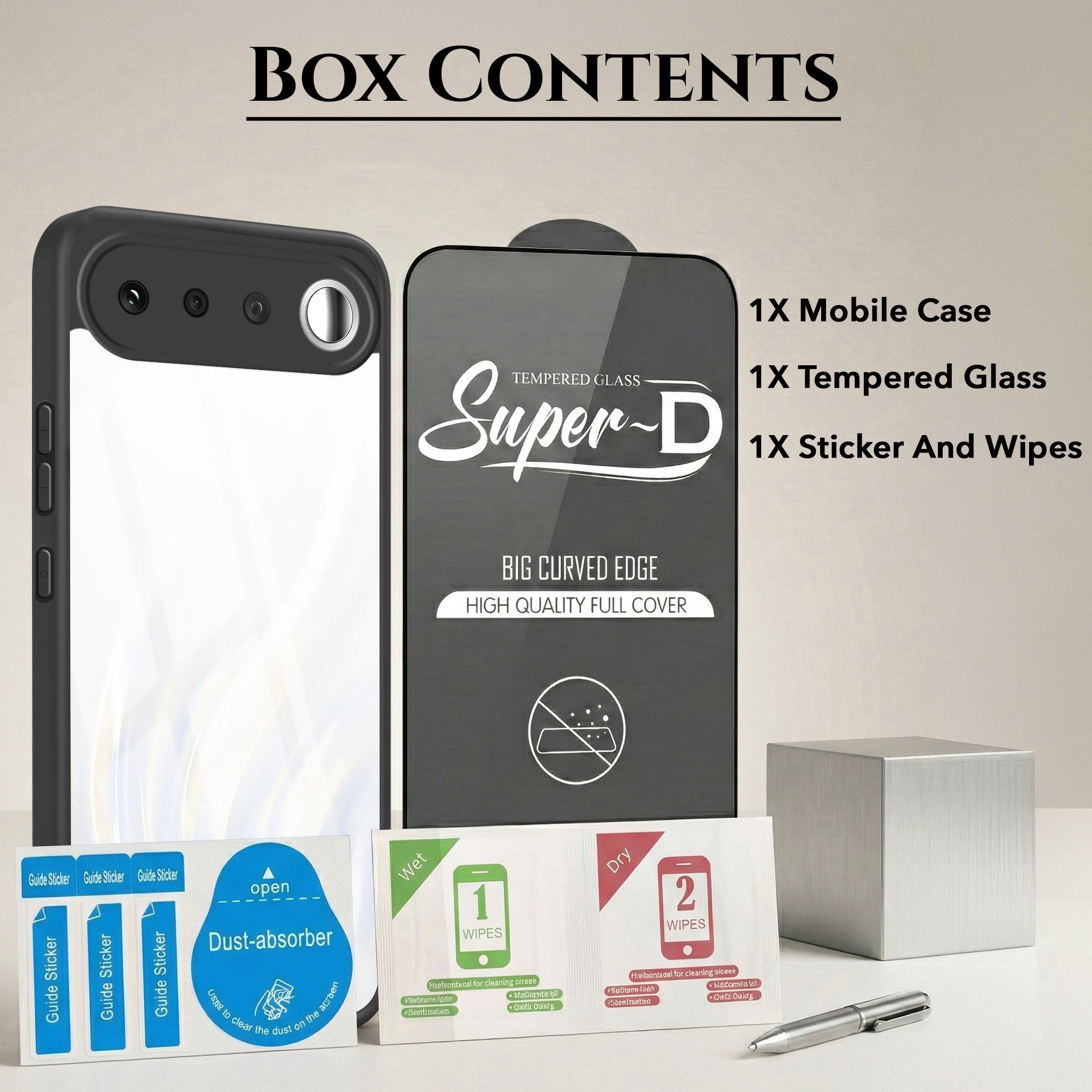 For Realme 16 Combo with Back Cover and 9H Tempered Glass (Lifetime Anti-Yellow | Crystal Clear Shockproof | Oleophobic Coating Screen Glass)